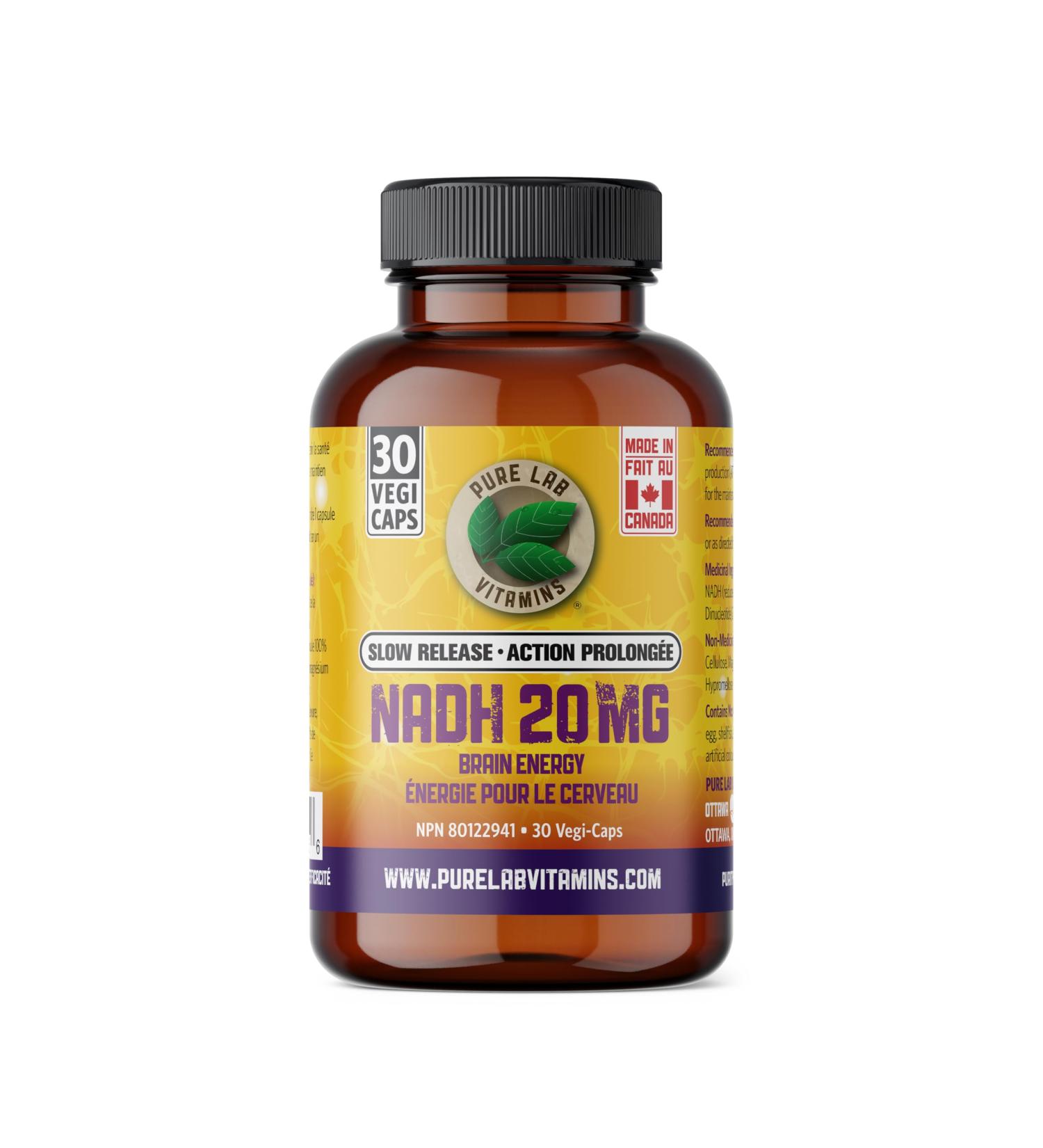 Pure Lab Vitamins - NADH Supplement 30 Vegi Capsules - NAD Supplement Nicotinamide Adenine Dinucleotide - Immune System Support Memory Health Mental Health and Brain Energy - Antioxidant Supplement 30 count (Pack of 1) - Buy Online on GoSupps.com