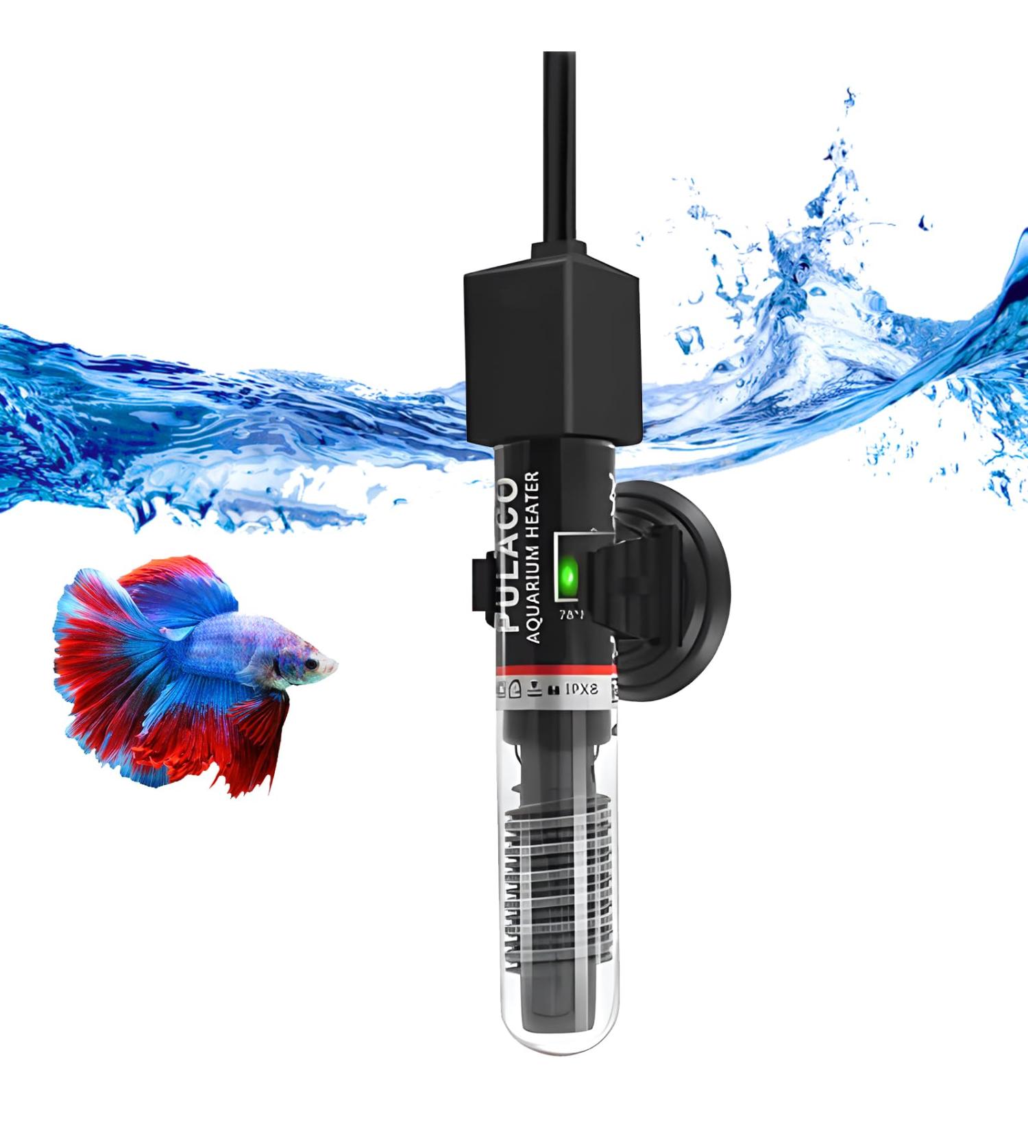 Silkwish Mini Aquarium Heater 25W for 4-20L Tanks | Small Heating Stick with Suction Cups & Temperature Stickers | Maintains 26 | 107cm Power Cable - Buy Online on GoSupps.com