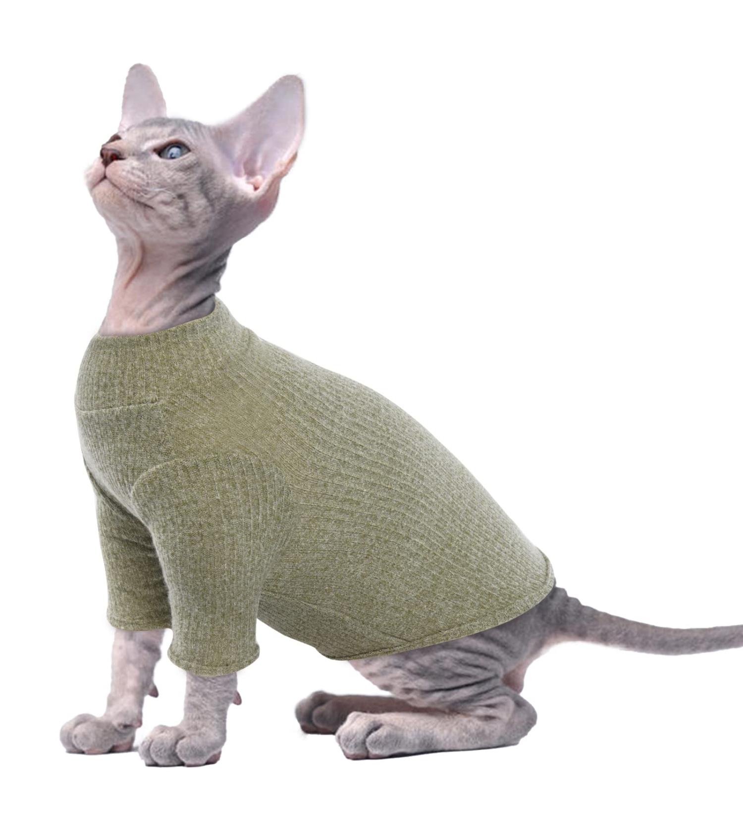 Pumyporeity Cat Cotton Clothing | Warm Sweater for Sphynx Hairless Cats | Soft Jumper & Costume Vest (Green M) - Buy Online on GoSupps.com