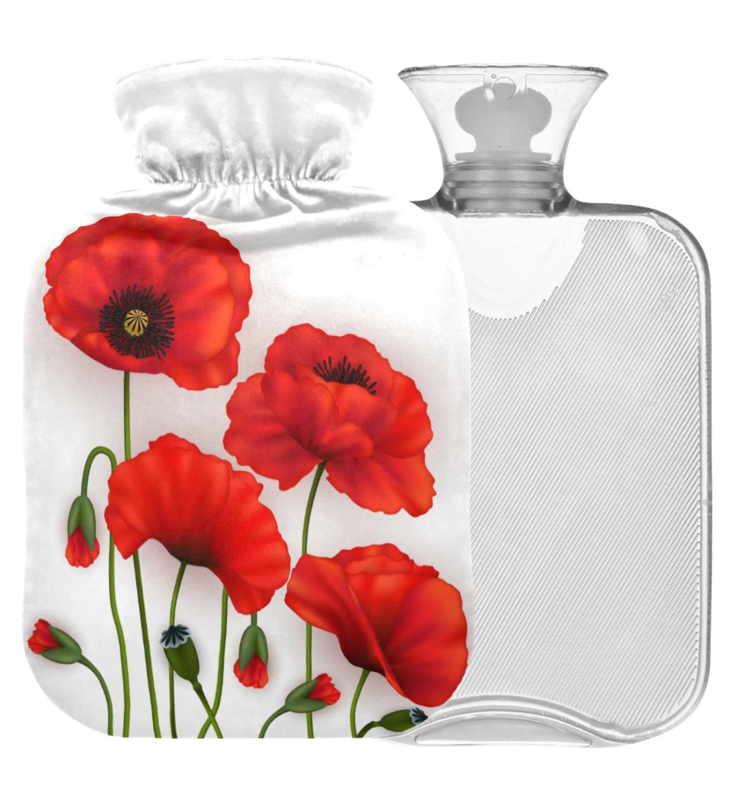 NAANLE 2L Hot Water Bottle with Floral Cover - Large Transparent Heat Therapy for Menstrual Cramps & Pain Relief - Buy Online on GoSupps.com