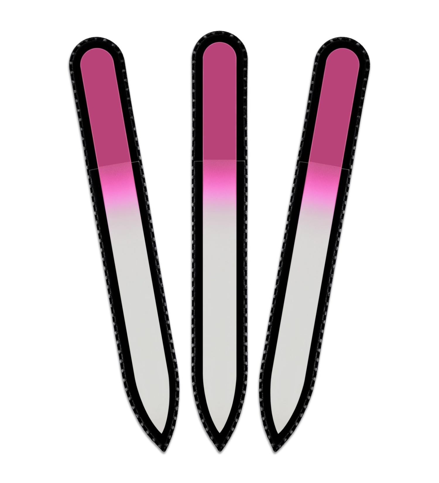 Mont Bleu Colour Crystal Nail File in Black Pouch - Czech Tempered Glass - Handmade in Czech Republic set of 3 Magenta Pink - Buy Online on GoSupps.com