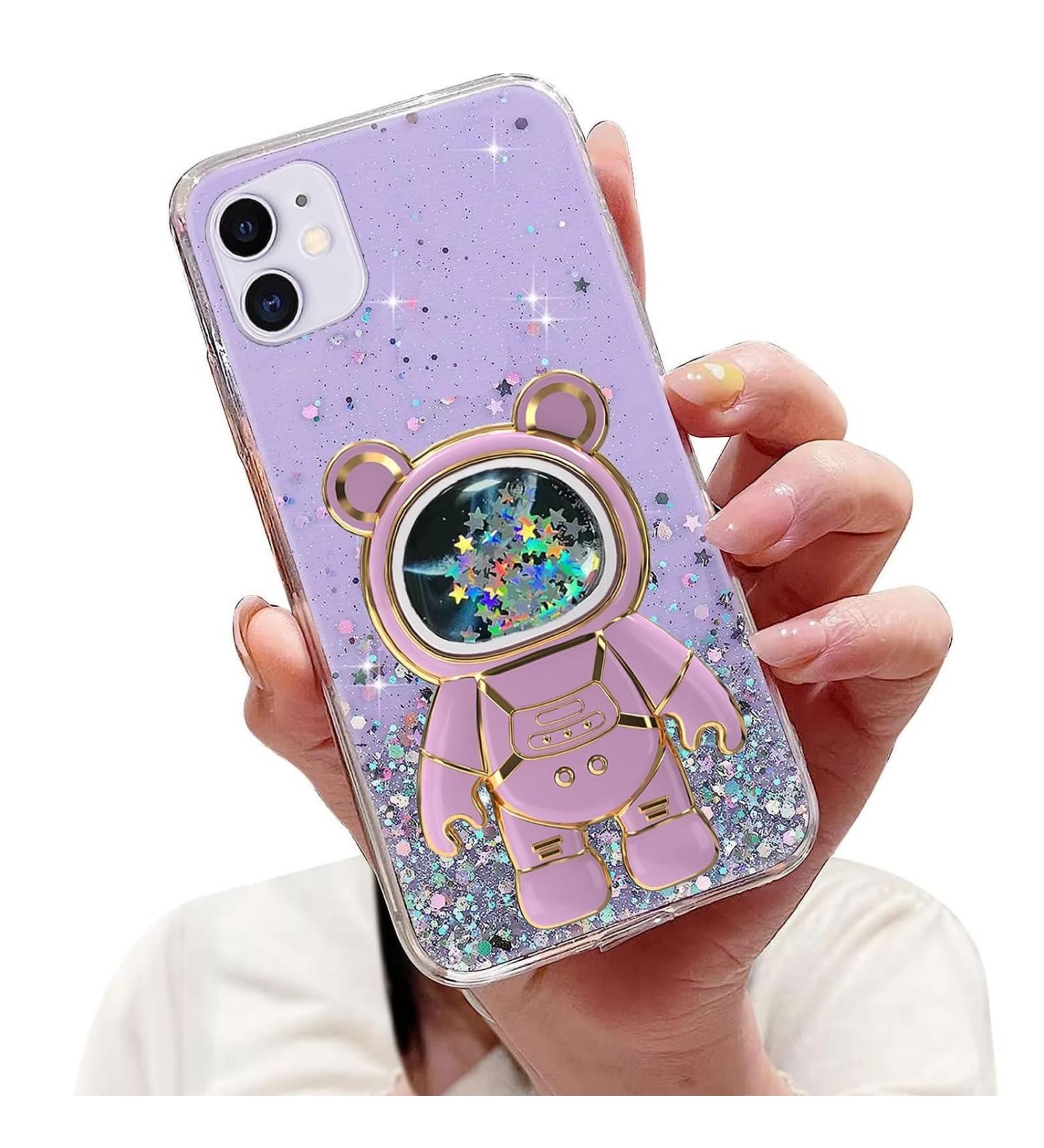 Tivenfezk Nadoli iPhone 11 Case - Glitter Astronaut Soft Silicone Hidden Stand Shell - Purple Protective Cover - Buy Online on GoSupps.com