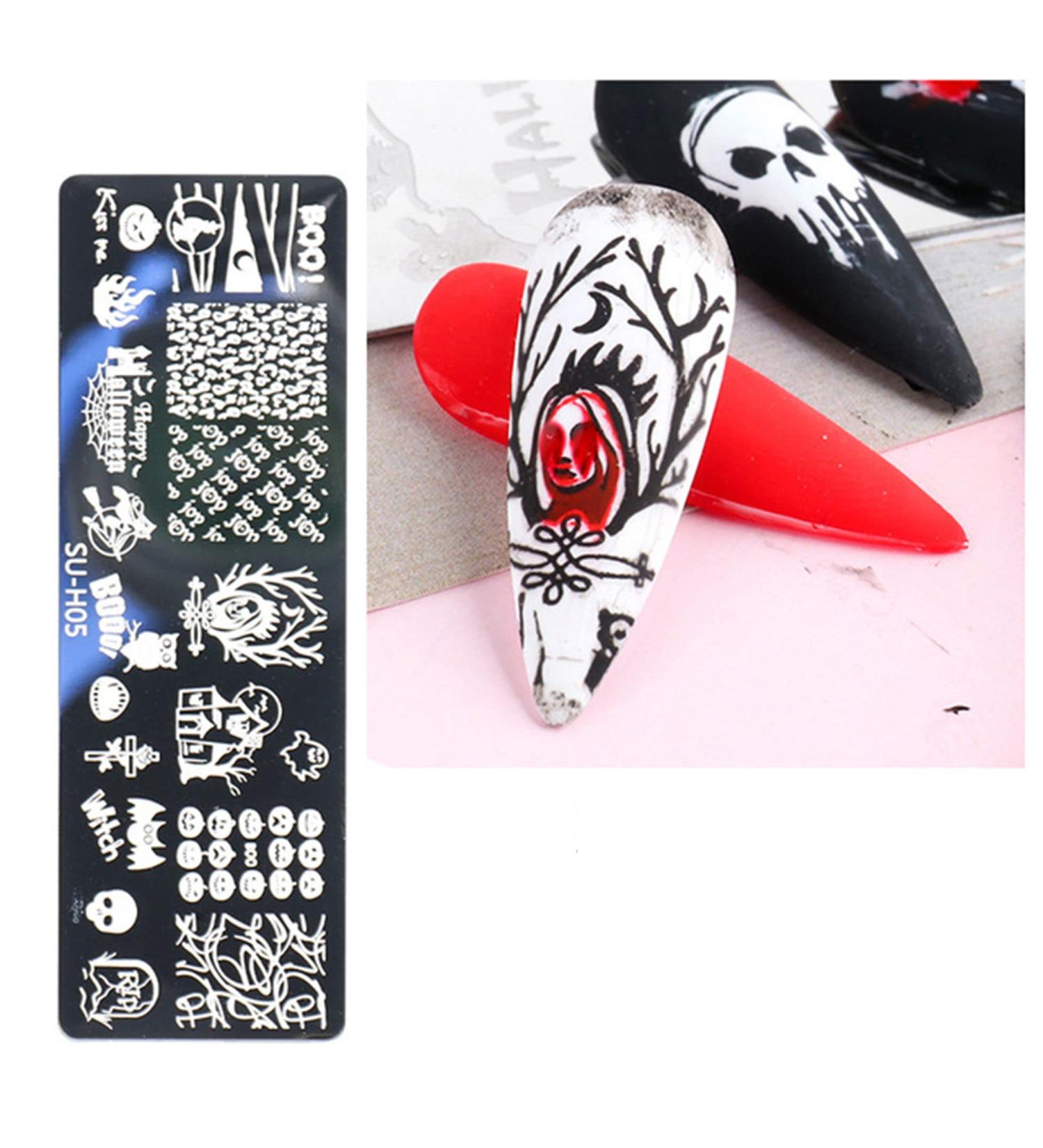 Buy 1 Set Stainless Steel Cartoon Nail Stamping Plates & Sponge Pen - Image Template Stencil (su-H05) | Fast International Shipping - Buy Online on GoSupps.com