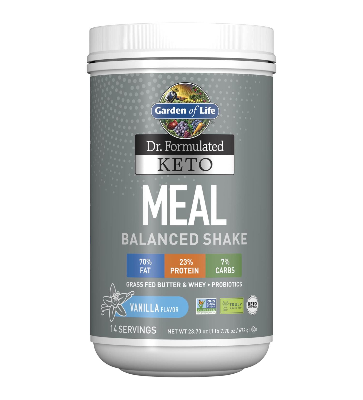 Garden of Life Keto Meal Shake Powder - Grass Fed Butter & Whey Protein, Probiotics, Non-GMO, Gluten Free, Paleo-Friendly Vanilla - 23.7 Oz - Buy Online on GoSupps.com