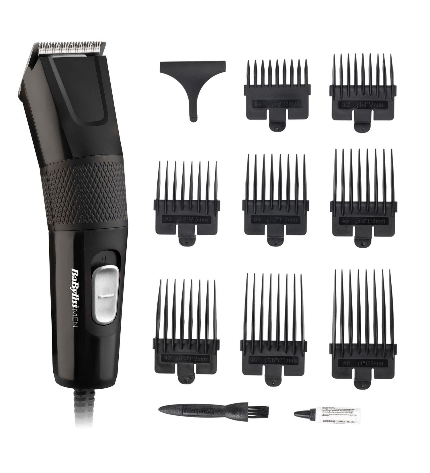 Babyliss 7755U Men Hair Clipper Diamond Sharp Stainless Steel Blades 8 Comb Guides Mains Powered Hair Styles at Home Comb Included Smooth & Precise Black - Buy Online on GoSupps.com