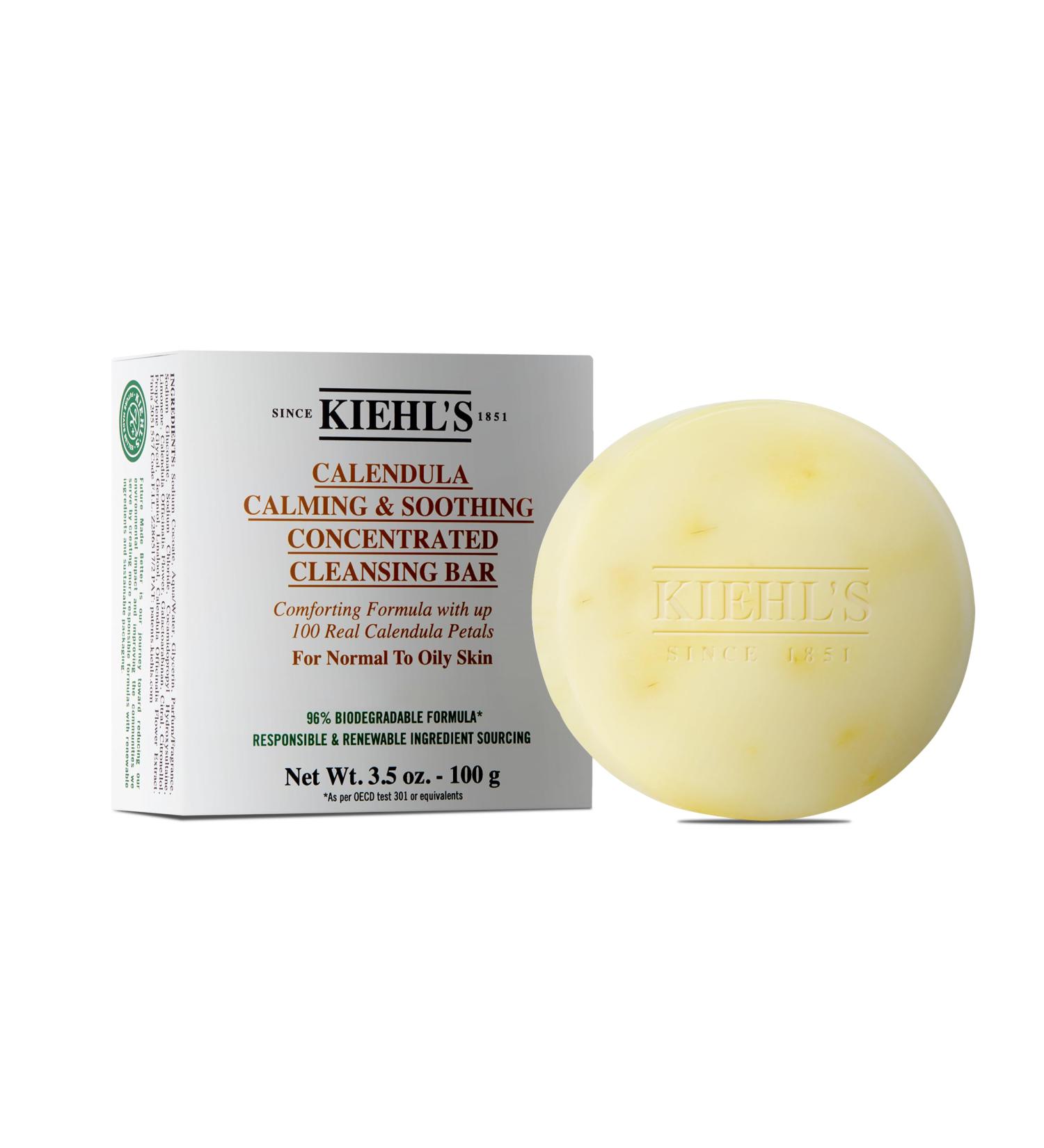 Kiehl's Calendula Facial Cleansing Bar | Soothing Soap for Oily Skin | Reduces Redness | Biodegradable Travel-Friendly Skincare - 3.5 oz - Buy Online on GoSupps.com