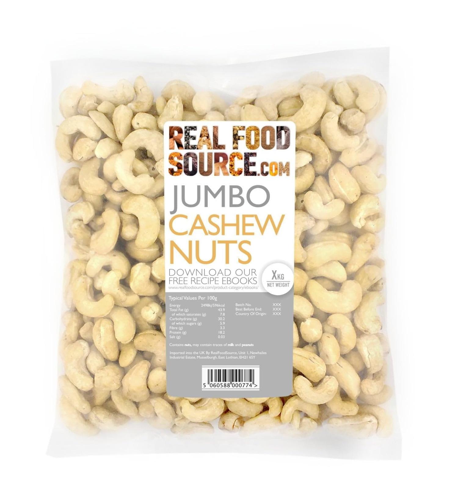 RealFoodSource Cashew Nuts Whole Jumbo 250g