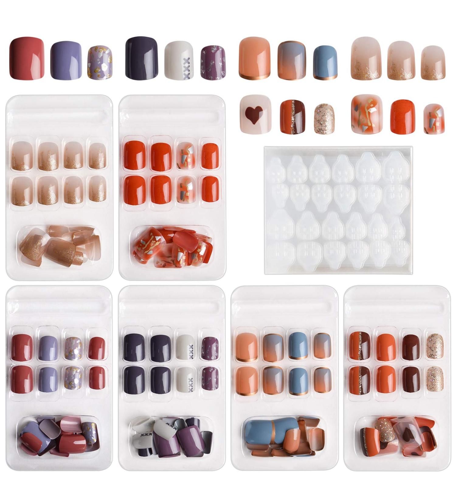 Kalolary 144PC False Nails Set - Complete Acrylic Fingernails with Nail Glue Stickers for Women & Girls | DIY Nail Art & Decoration - Buy Online on GoSupps.com