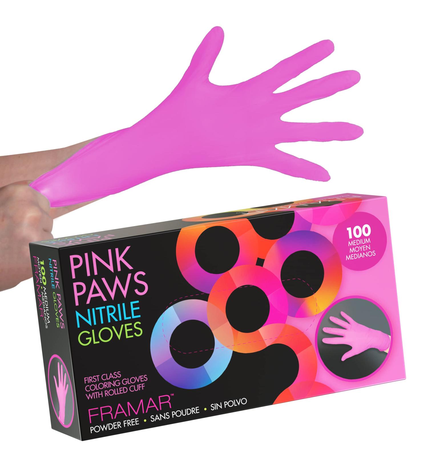Framar Pink Nitrile Gloves Medium - Latex Free Cleaning Gloves (100 Pk) - Buy Online on GoSupps.com