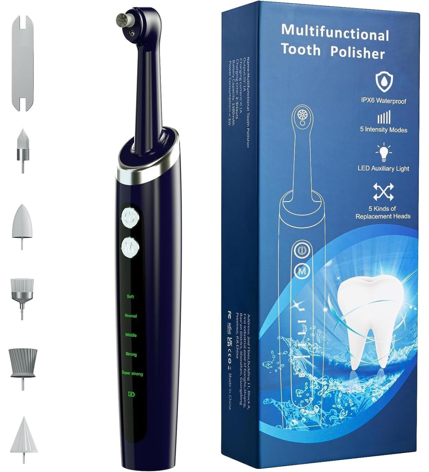 Hangsun Tooth Polisher - Multifunctional Teeth Whitening Kit with 5 Brush Heads | Plaque Removal, 5 Modes, Rechargeable | IPX6 Waterproof - Buy Online on GoSupps.com