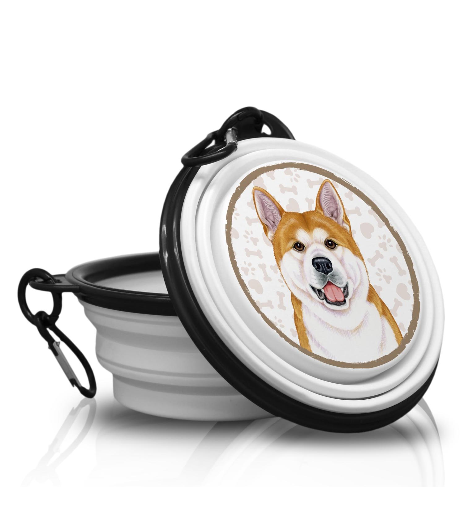 Akita Portable Folding Dog Bowl with Carabiners - Lightweight & Unique Accessory for Walks - Buy Online on GoSupps.com