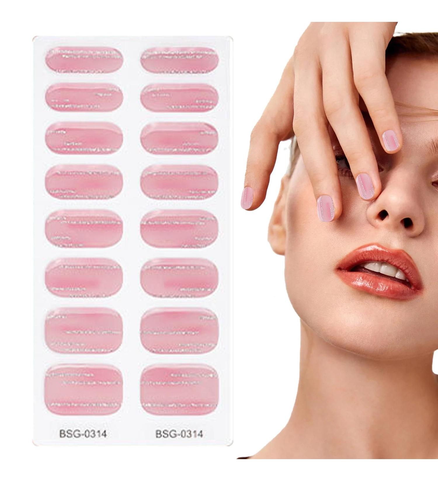 Semi Cured Nail Polish Stickers | Natural Gloss Gel Nail Strips Full Nail Wraps for Women Nails Art Adhesive Nail Polish Strips Salon-Quality Easy to Apply Long-Lasting Vibrant - Buy Online on GoSupps.com