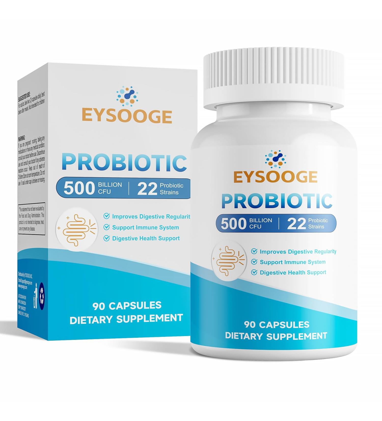 Probiotics for Women and Men 500 Billion CFU 22 Strains + Organic Prebiotics Nutritional Supplements Daily Probiotics for Digestive Immune & Gut Health - 90 Capsules 90 Count (Pack of 1) Blue - Buy Online on GoSupps.com