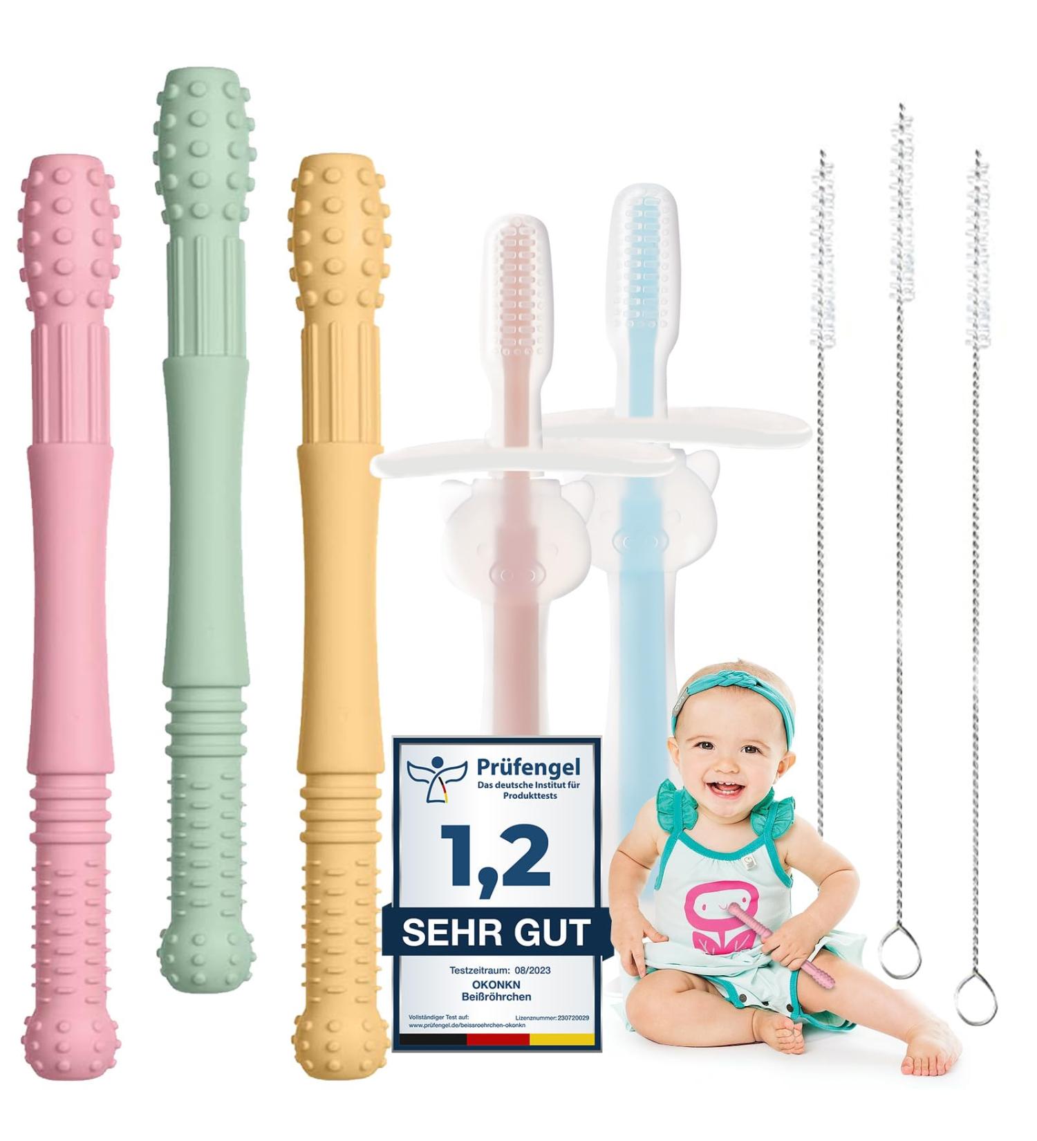Buy BPA-Free Silicone Teething Tubes & Rings | 5-Piece US-CPC Approved Grasping Toys for Babies - Buy Online on GoSupps.com