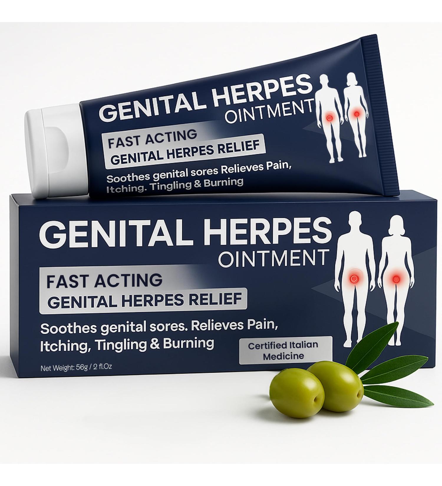 Pharmlitalia Genital Herpes Treatment - Genital Herpes Ointment for Men & Women - Cold Sore Treatment Soothes Genital Sores, Itching, Burning, Tingling & Irritation - Homeopathic Formula, 56g - Buy Online on GoSupps.com