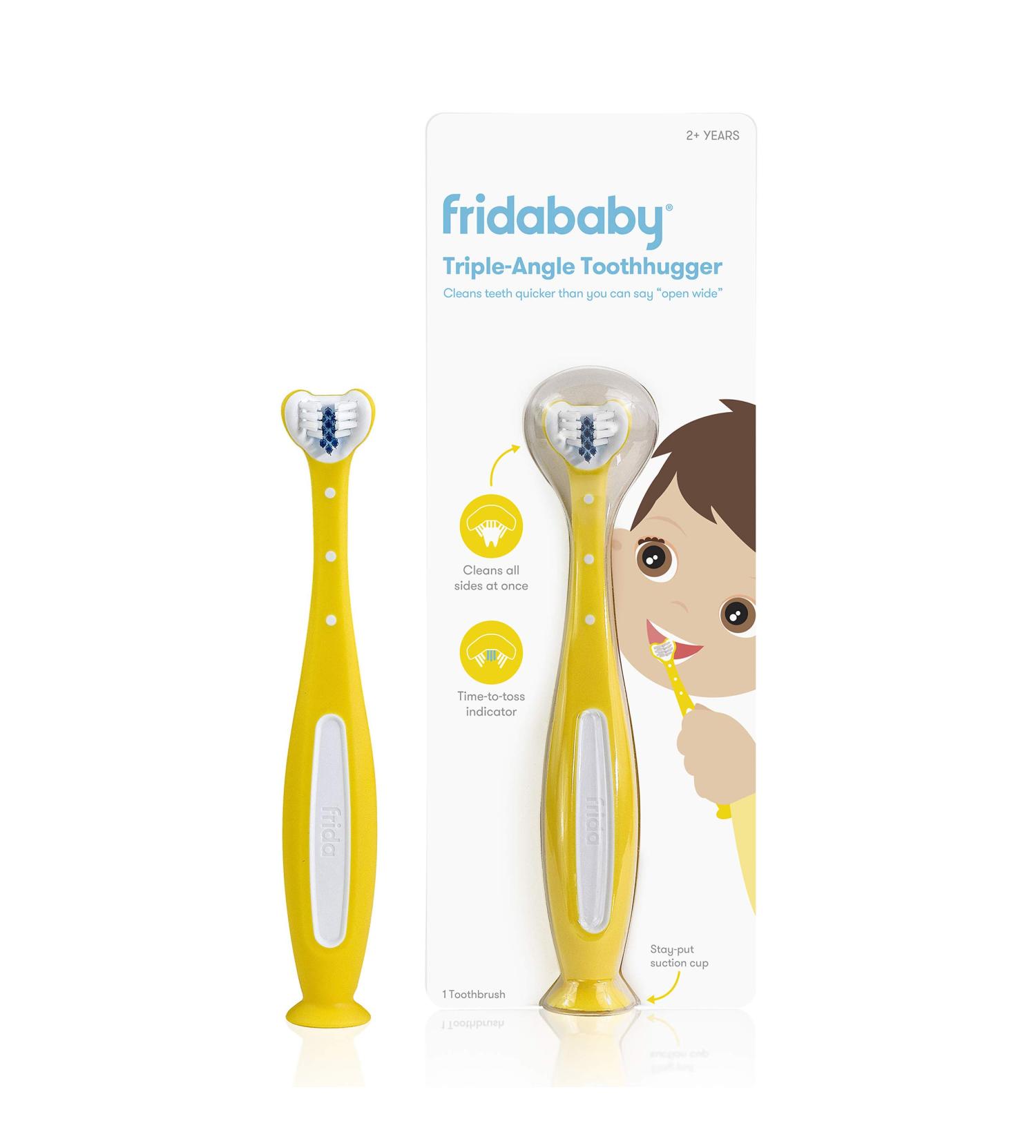 Frida Baby Triple-Angle Toddler Toothbrush - Yellow | Gentle Teeth Cleaning - Buy Online on GoSupps.com