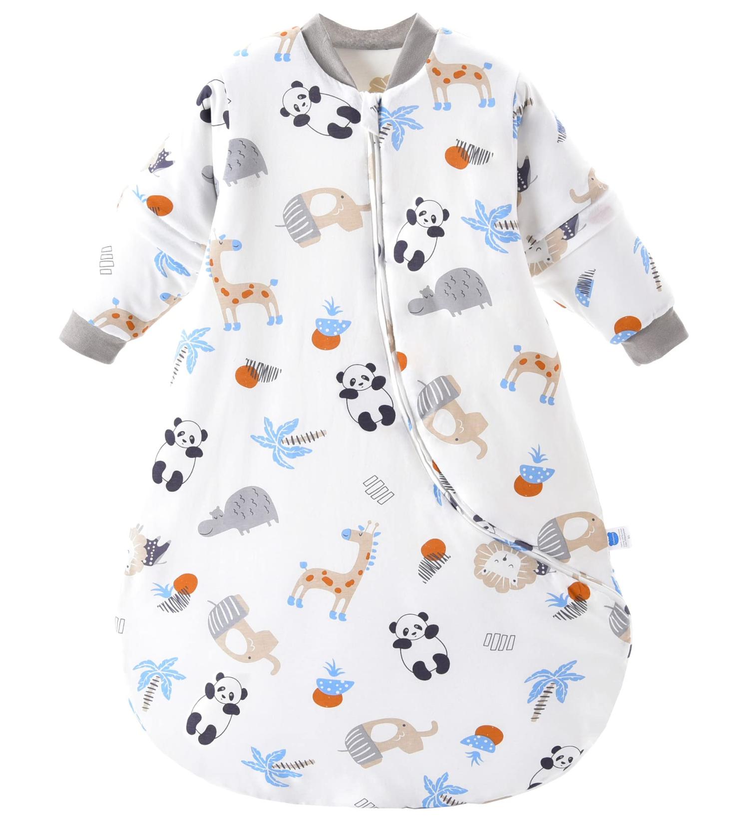 Chilsuessy Baby Sleeping Bag with Detachable Sleeves - Panda Forest Design - 2.5 Tog - 100% Cotton - Soft Sleep Bag for Infant Toddler - 2-4 Years - Buy Online on GoSupps.com