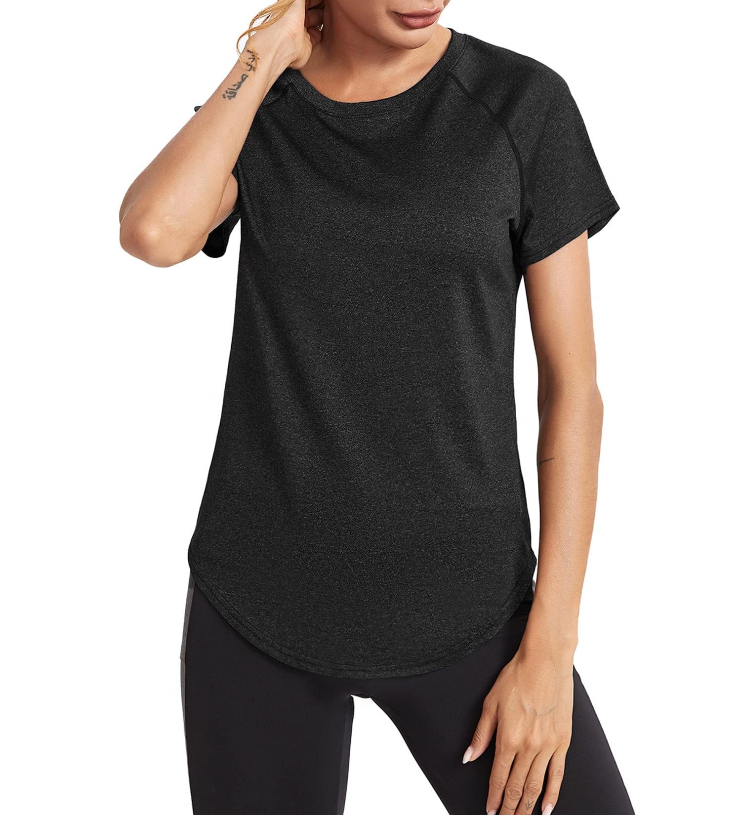 Wayleb Women's Sportshirt - Lightweight Breathable Running & Training T-Shirt | Short Sleeve Round Neck Fitness & Yoga Tops (S-XXL Black) - Buy Online on GoSupps.com
