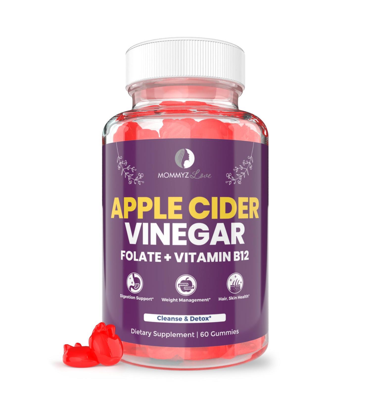 Mommyz Love Apple Cider Vinegar Gummies - Weight Management & Healthy Digestion for New Moms 60 Count with Folate & Vitamin B12 - Buy Online on GoSupps.com