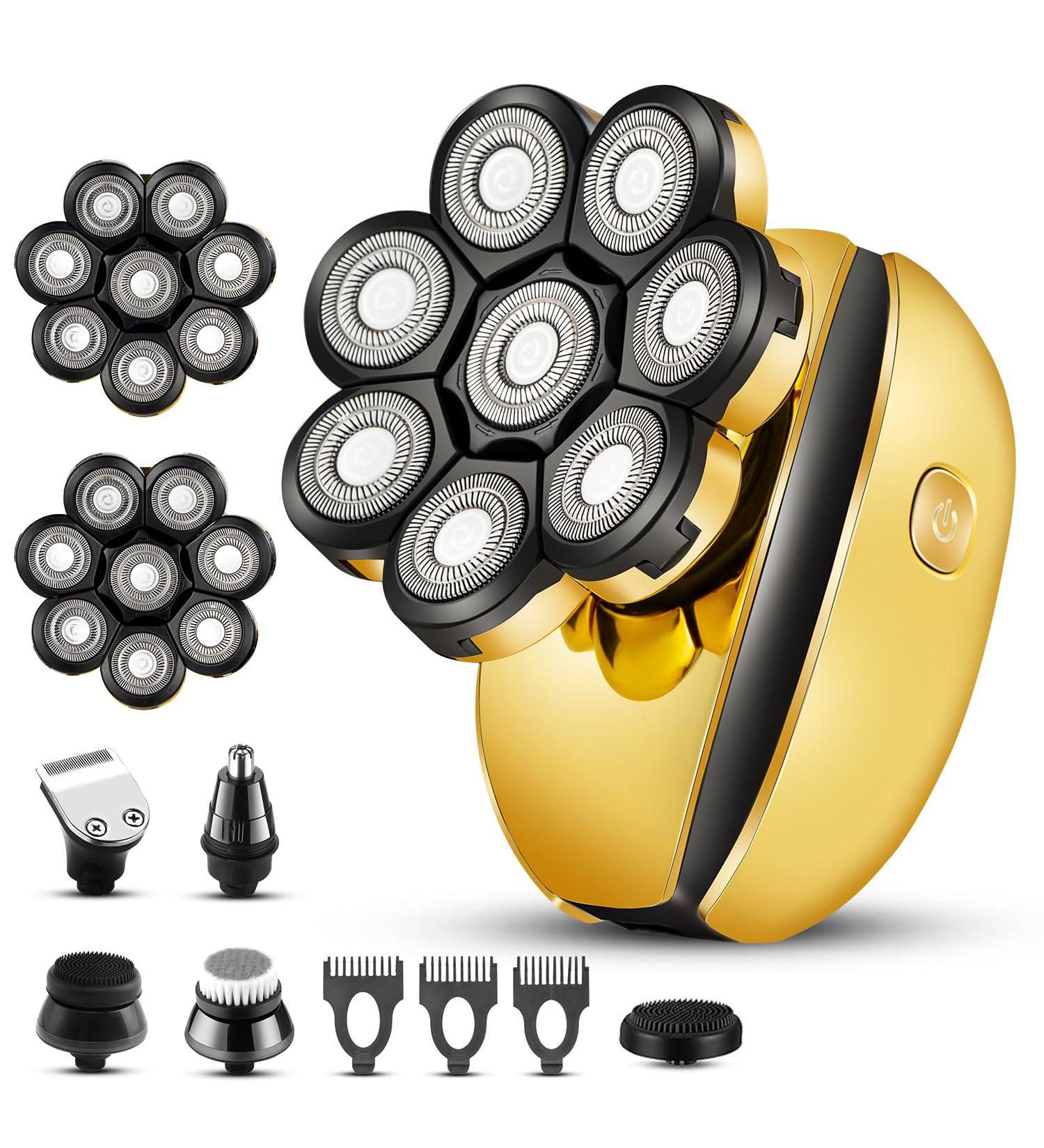 Electric Razor for Men - Cordless Waterproof Head Shaver Rechargeable Rotary Grooming Kit | Fast Charging for Bald Heads - Buy Online on GoSupps.com