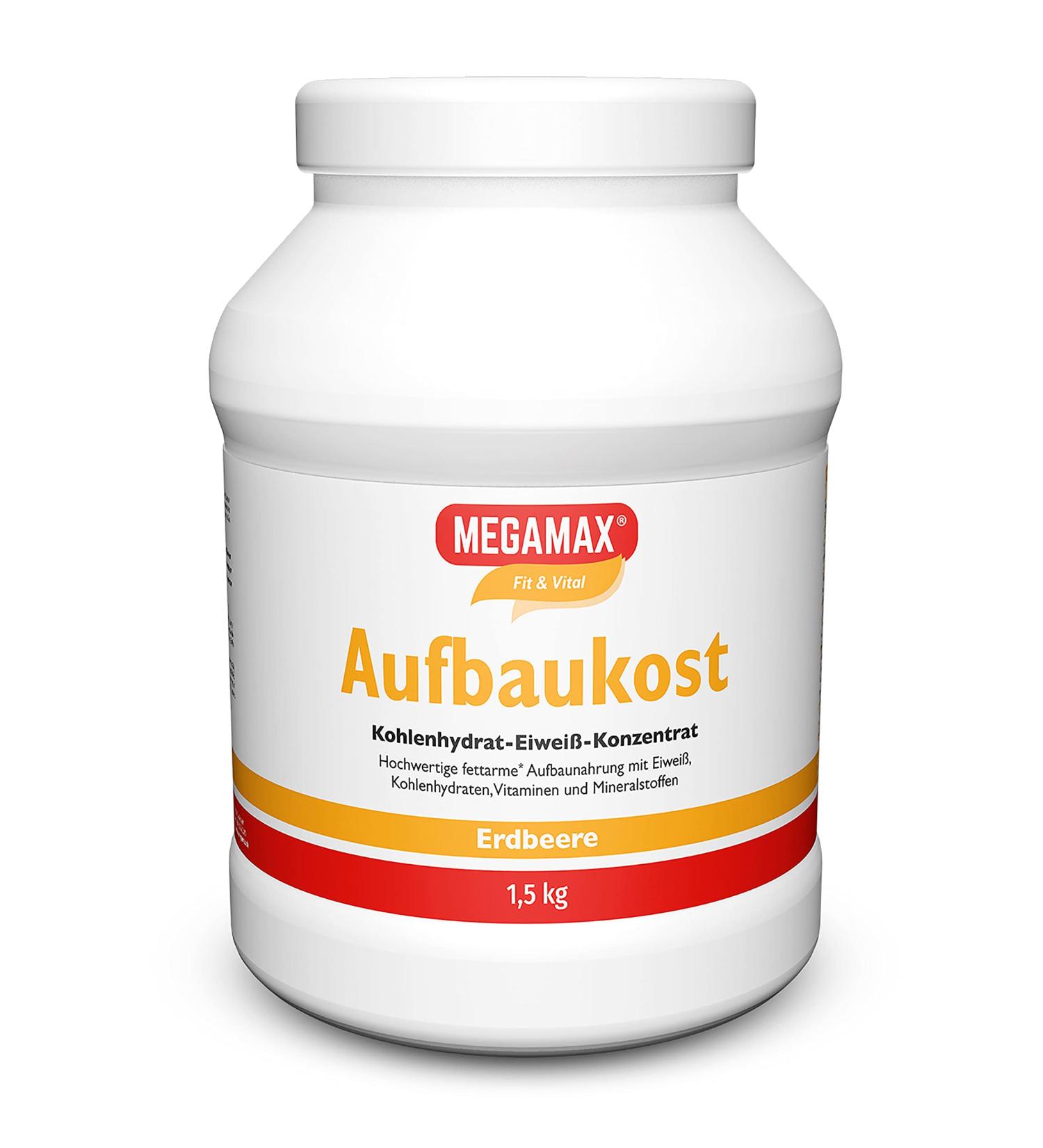 Megamax Build-Up Food Strawberry 1.5kg - Ideal Protein Powder for Muscle Mass & Weight Gain - Buy Online on GoSupps.com