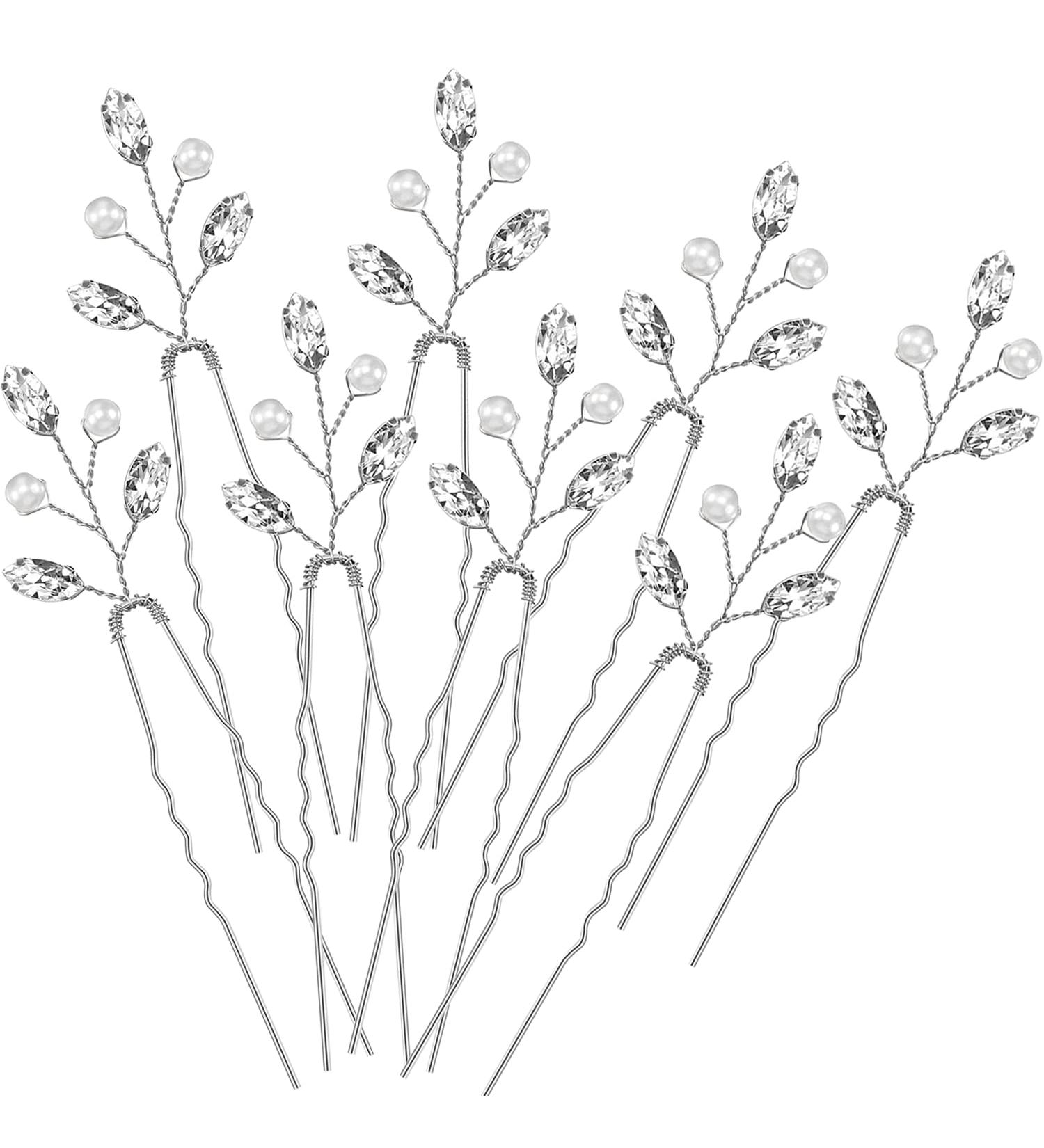 Wedding Hair Pins Set - 8 PCS Silver Bridal Accessories for Women, Brides, Bridesmaids, and Flower Girls - Buy Online on GoSupps.com