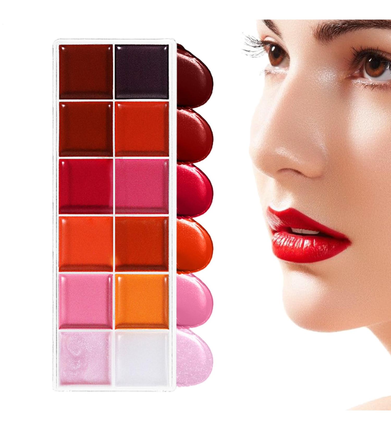 Lip Linen Palette Eyeshadow Palette Makeup Highly Pigmented Long Lasting Moisturizing Lip Gloss Kit 12 Colors Vibrant Shades For Girls Teens Women - Buy Online on GoSupps.com