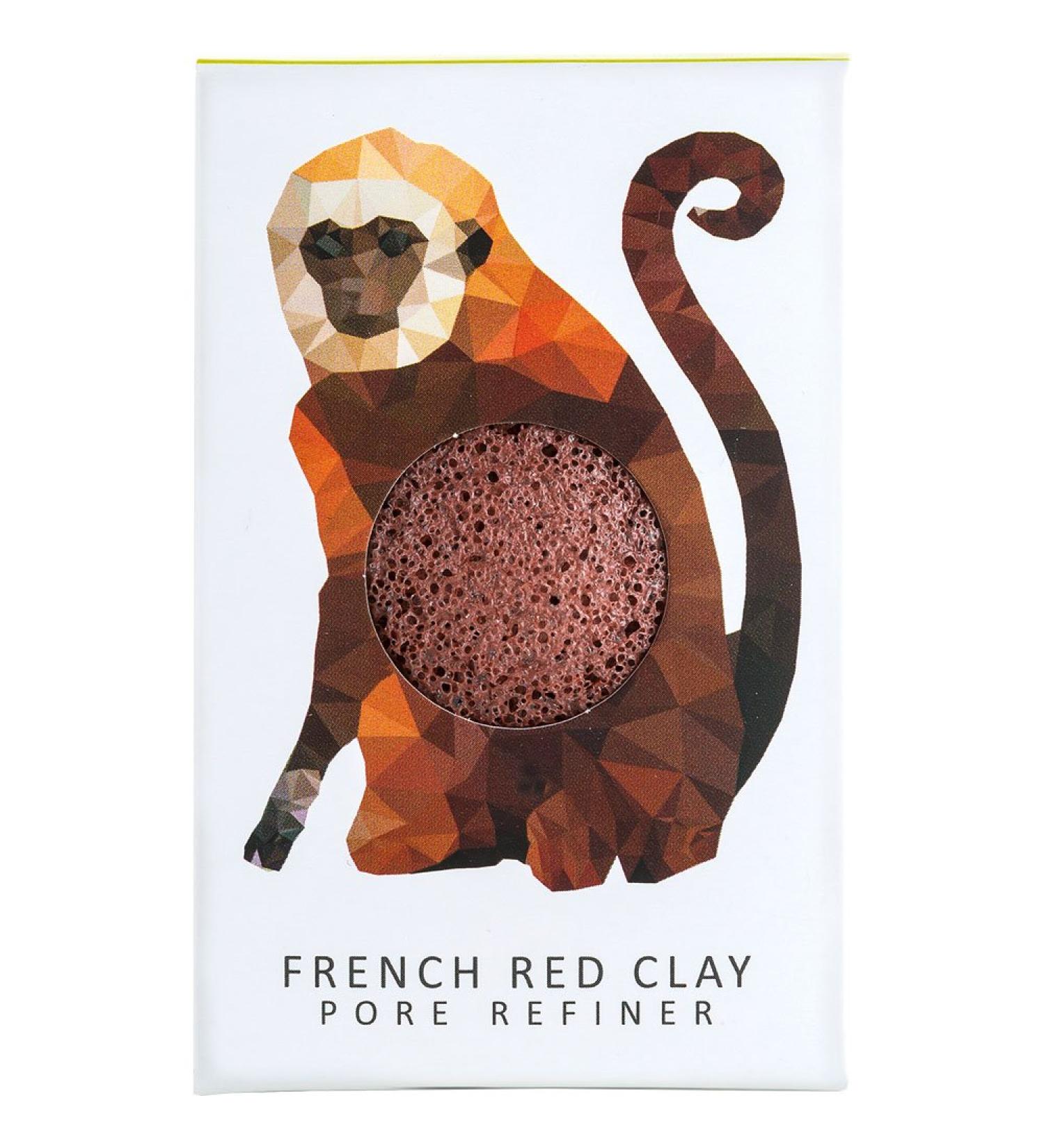 The Konjac Sponge Co Mini Pore Refiner Rainforest Monkey with French Red Clay to Cleanse and Exfoliate - Buy Online on GoSupps.com