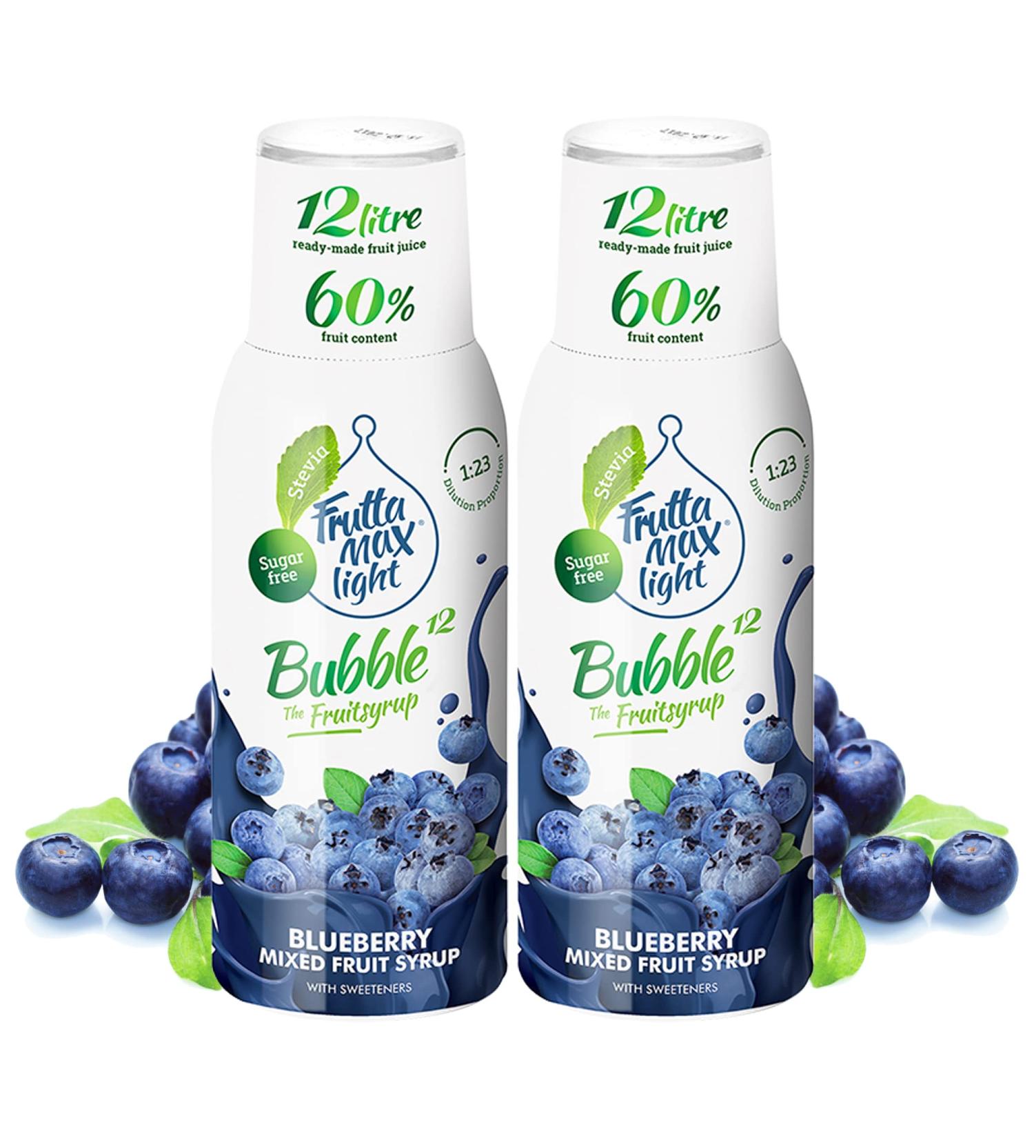 x Light - Low Carb - Fitness FruttaMax Syrup | Zero Sugar | With Stevia | 50-60% Fruit Content (2 x 500 ml) (2 x Blueberry Light) - Buy Online on GoSupps.com