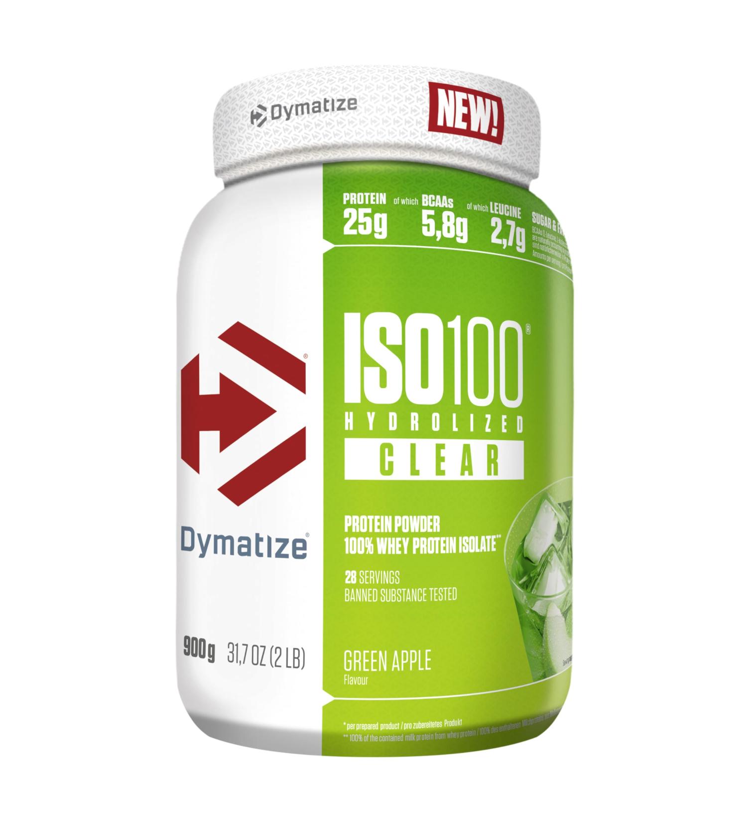 Dymatize ISO 100 Hydrolyzed Clear Whey Prote nepoeder Green Apple 900g - Buy Online on GoSupps.com