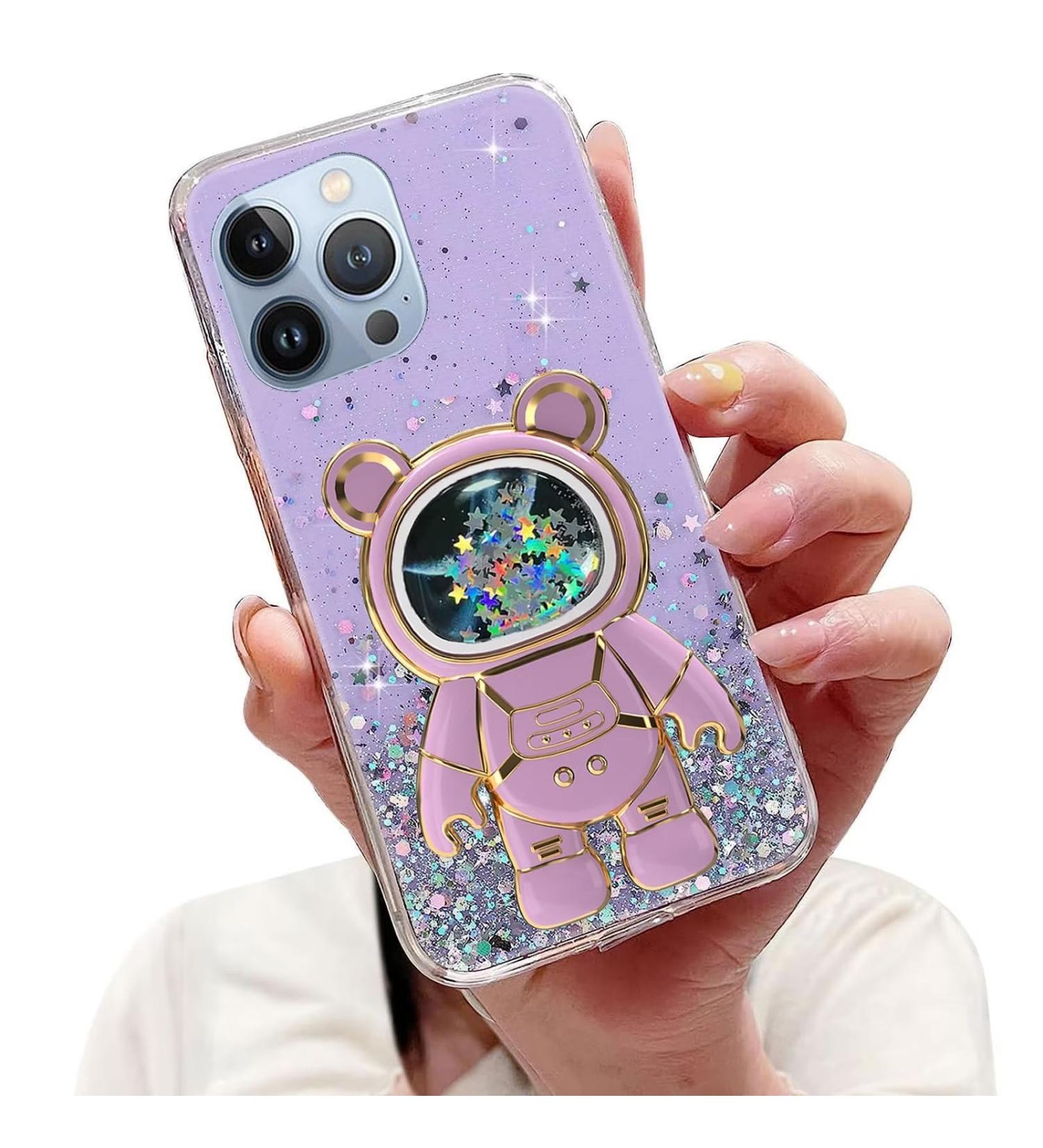 Shop Tivenfezk Nadoli iPhone 14 Pro Max Astronaut Shell - Glittery Soft Silicone Case with Hidden Stand - Buy Online on GoSupps.com