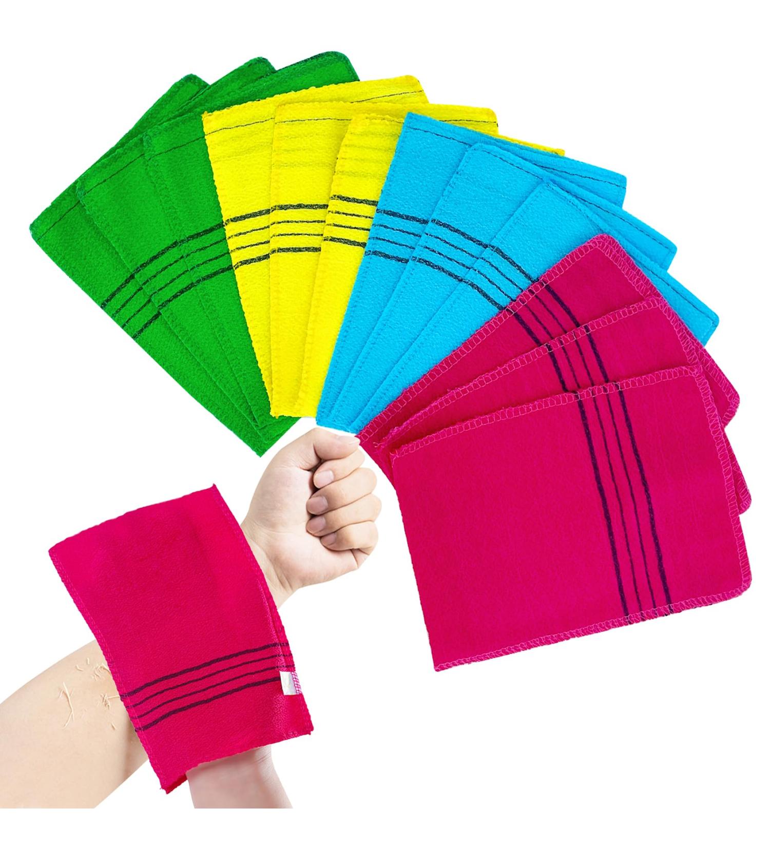 Lorigun 12 Pieces Korean Exfoliating Mitt | Exfoliating Body Scrub Cloth for Shower | Italian Towel Scrubbers for Smooth Skin - Buy Online on GoSupps.com