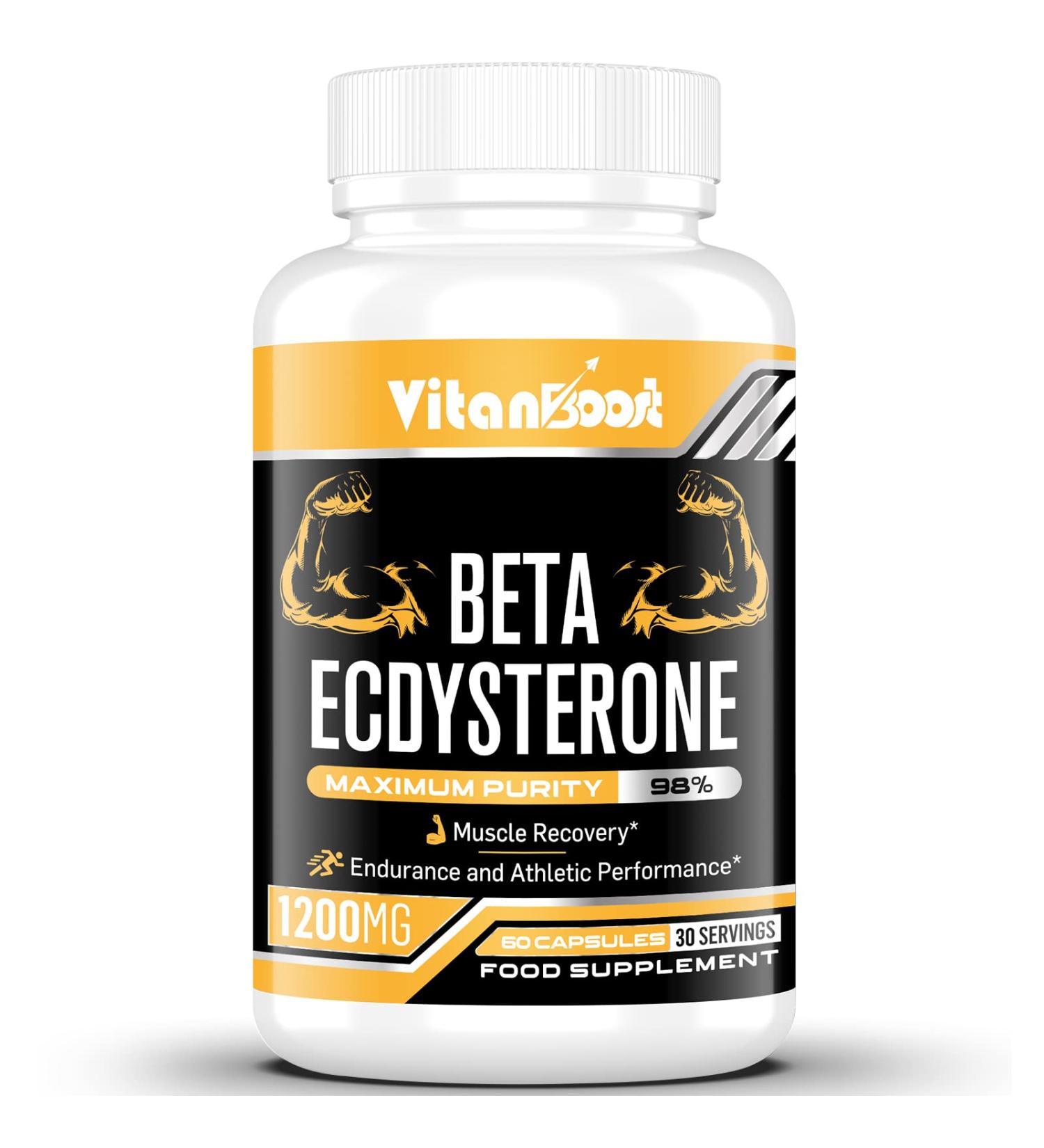 Beta Ecdysterone Supplement 1200mg | Increases Lean Muscle Mass & Performance | 98% Purity | Enhanced Absorption | 60 Capsules - Buy Online on GoSupps.com