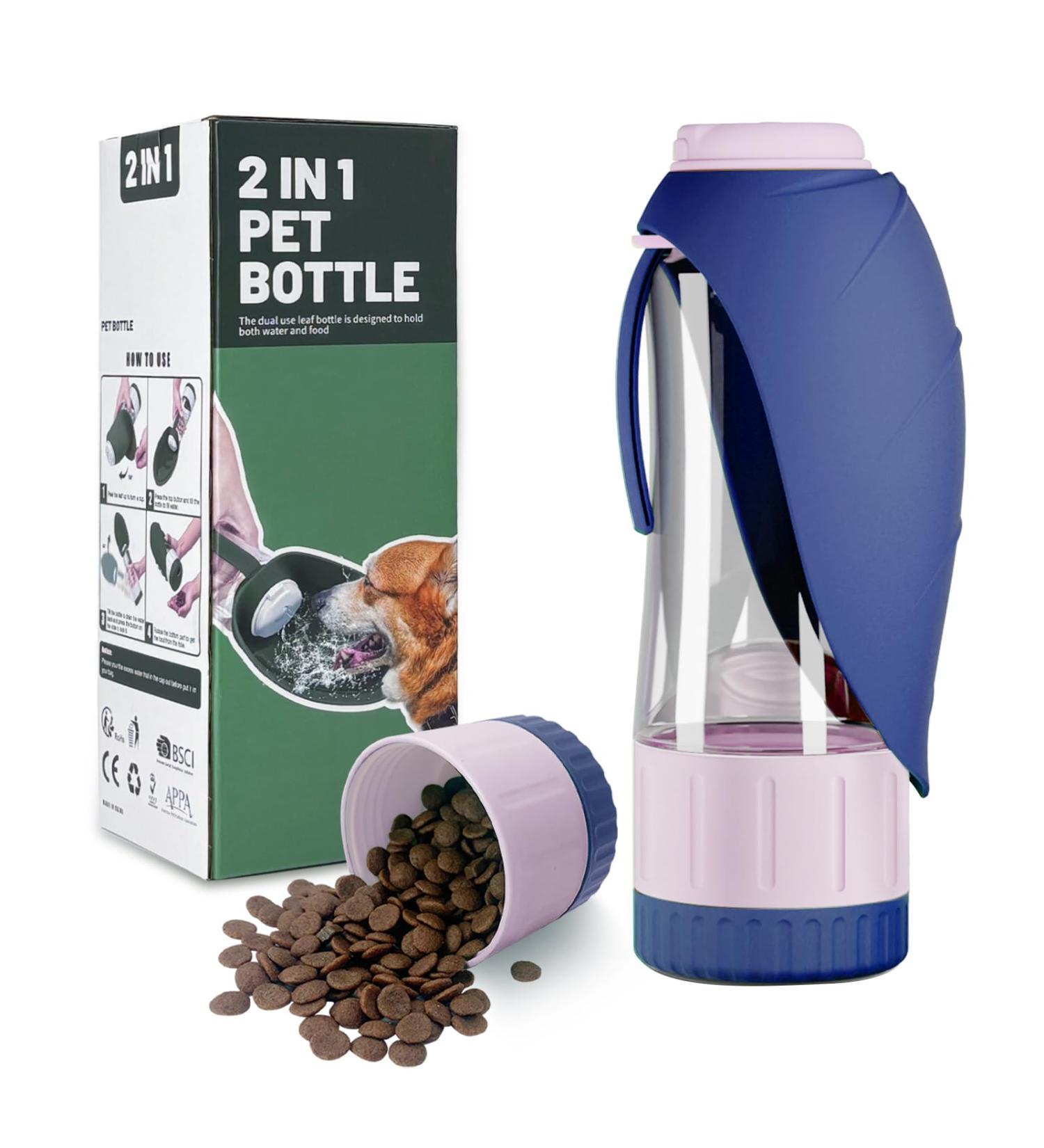 Blanlody Leak-Proof 600ml Drinking Bottle for Dogs | Travel Water Bottle & 190ml Feed Dispenser - Perfect for Pets on the Go - Blue - Buy Online on GoSupps.com