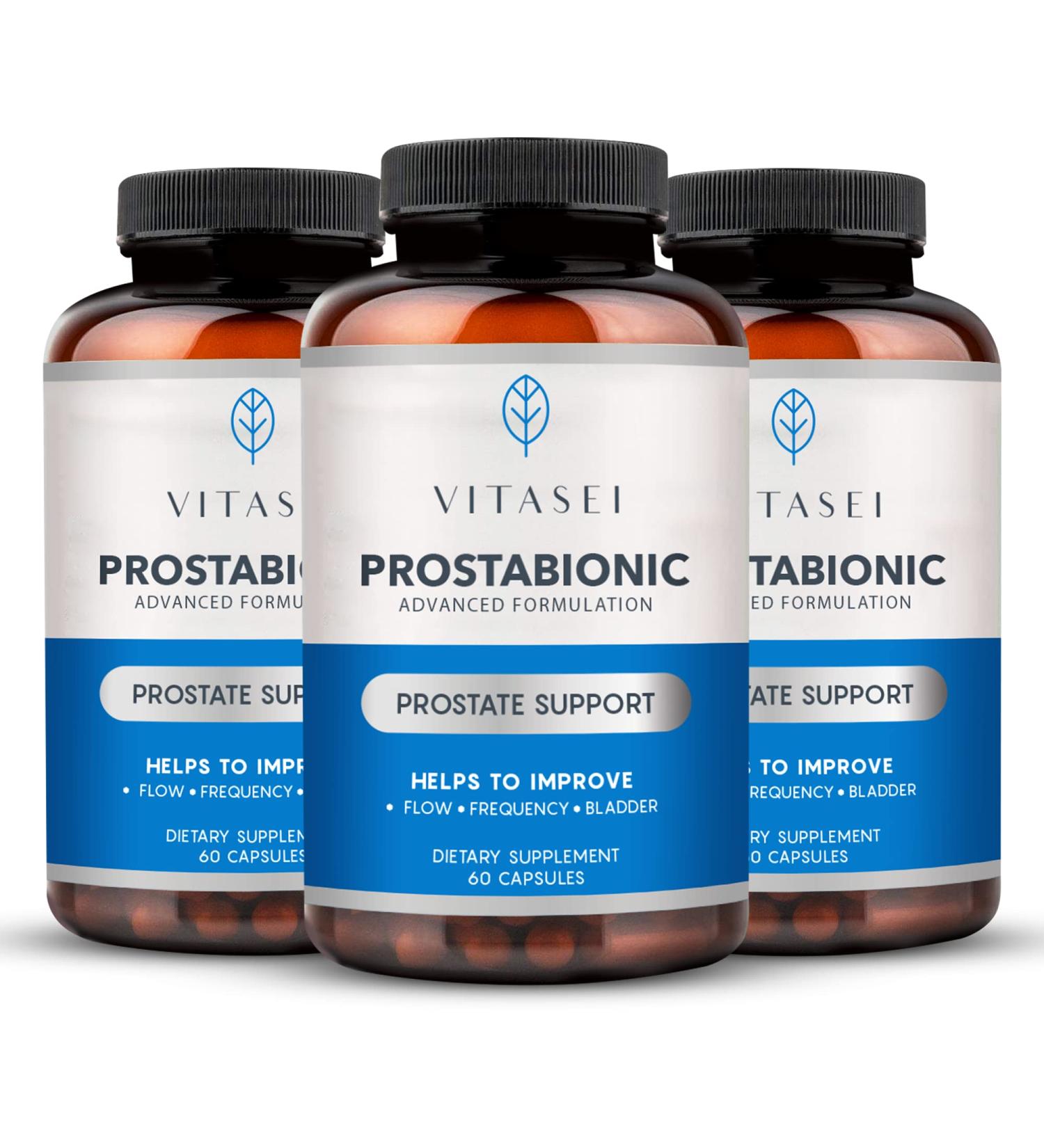 VITASEI Prostabionic Prostate Dietary Supplements - Saw Palmetto, Quercetin & Pygeum | Promotes Restful Sleep, Better Bladder Health | 60 Capsules x3 - Buy Online on GoSupps.com