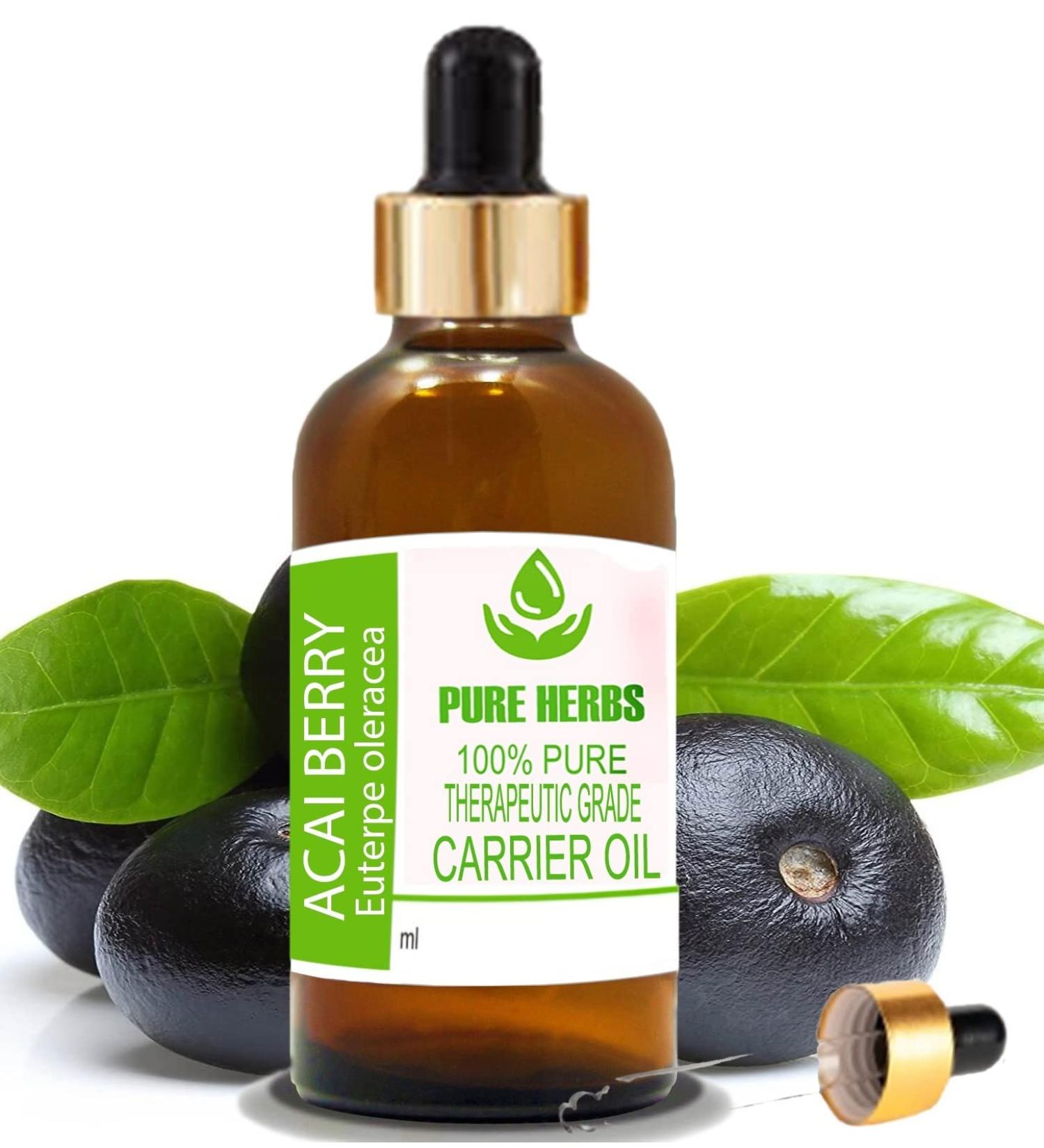 Buy Pure Acai Berry Oil 30ml - Natural Therapeutic Carrier Oil - Euterpe Oleracea for Skincare & Wellness - Buy Online on GoSupps.com