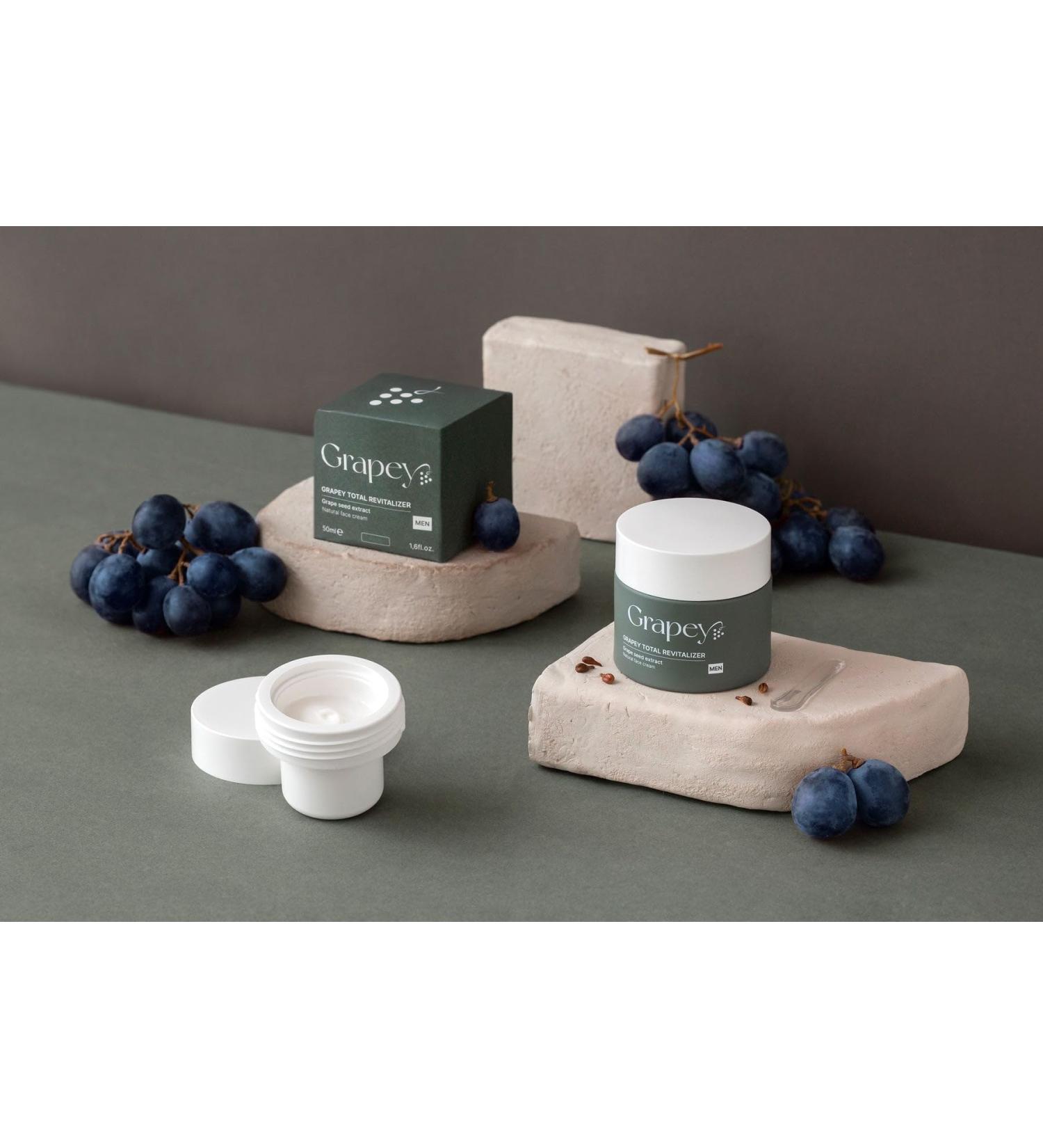  Grapey Grapey Man Revitalizer Men's Face Cream Set 50 ml + Refill 50 ml | Moisturizing Anti- Fatic Anti-Aging with Vinace and Grape Seed | Natural Soothing Fast Absorption Formula - Buy Online on GoSupps.com