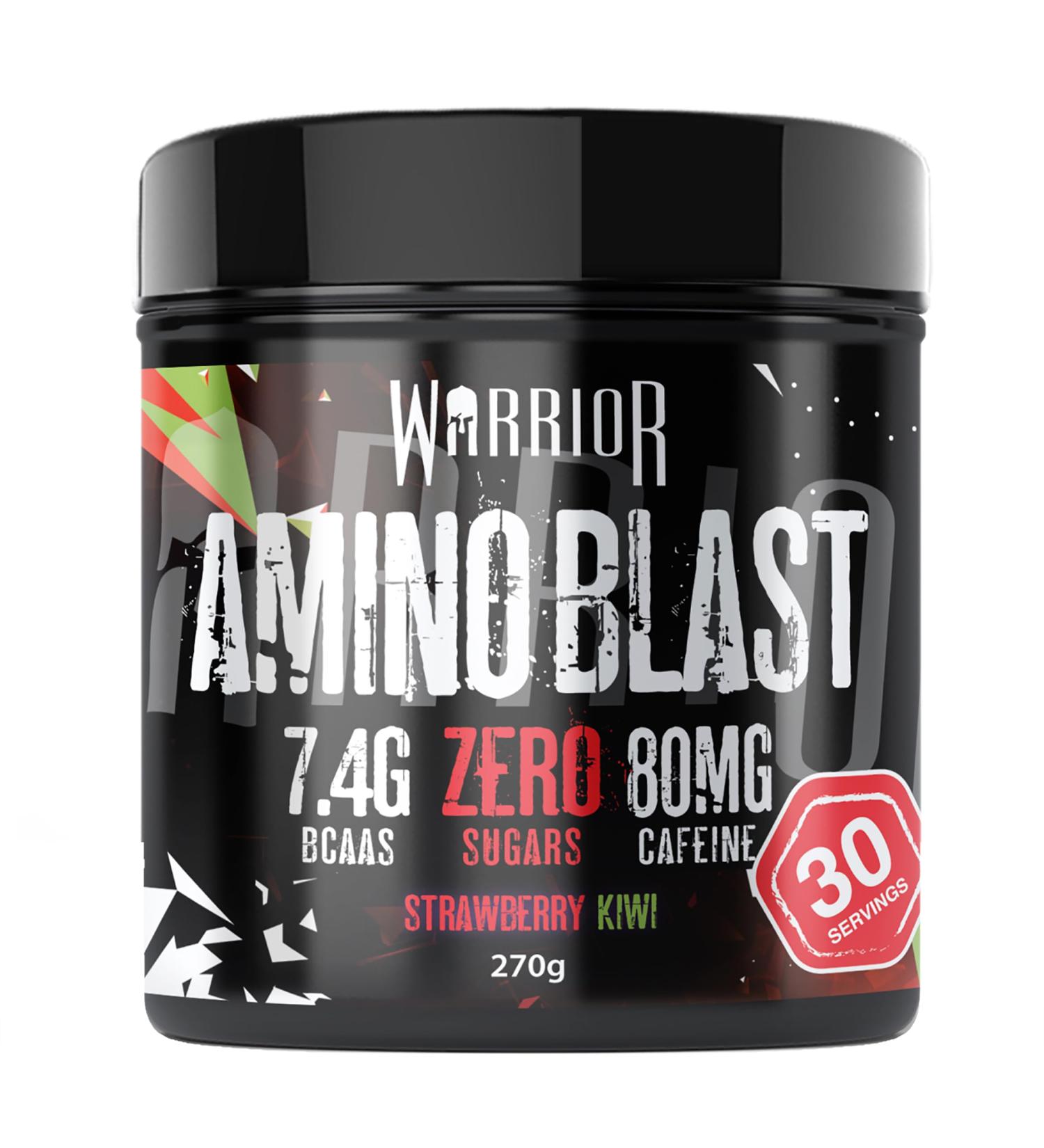 Warrior Amino Blast 270g BCAA Powder Branched Chain Amino Acids Supplement Intra Workout & Recovery Energy Drink 30 Servings (Strawberry Kiwi) - Buy Online on GoSupps.com