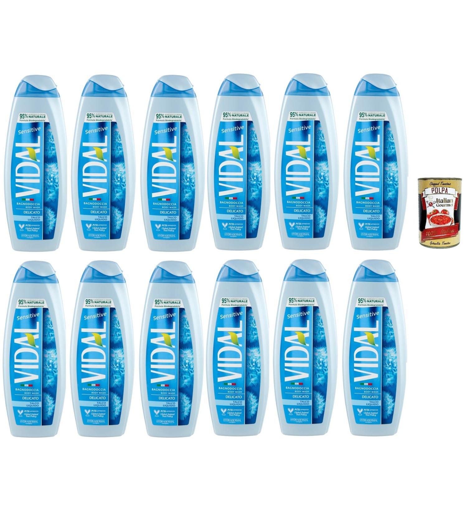  Italian Gourmet E.R. Vidal Sensitive Bagnodoccia Delicato Talco Liquido - Talcum Powder Bath - Body Care and Cleansing - 12 x 500ml + Italian Polpa Gourmet 400g - Buy Online on GoSupps.com