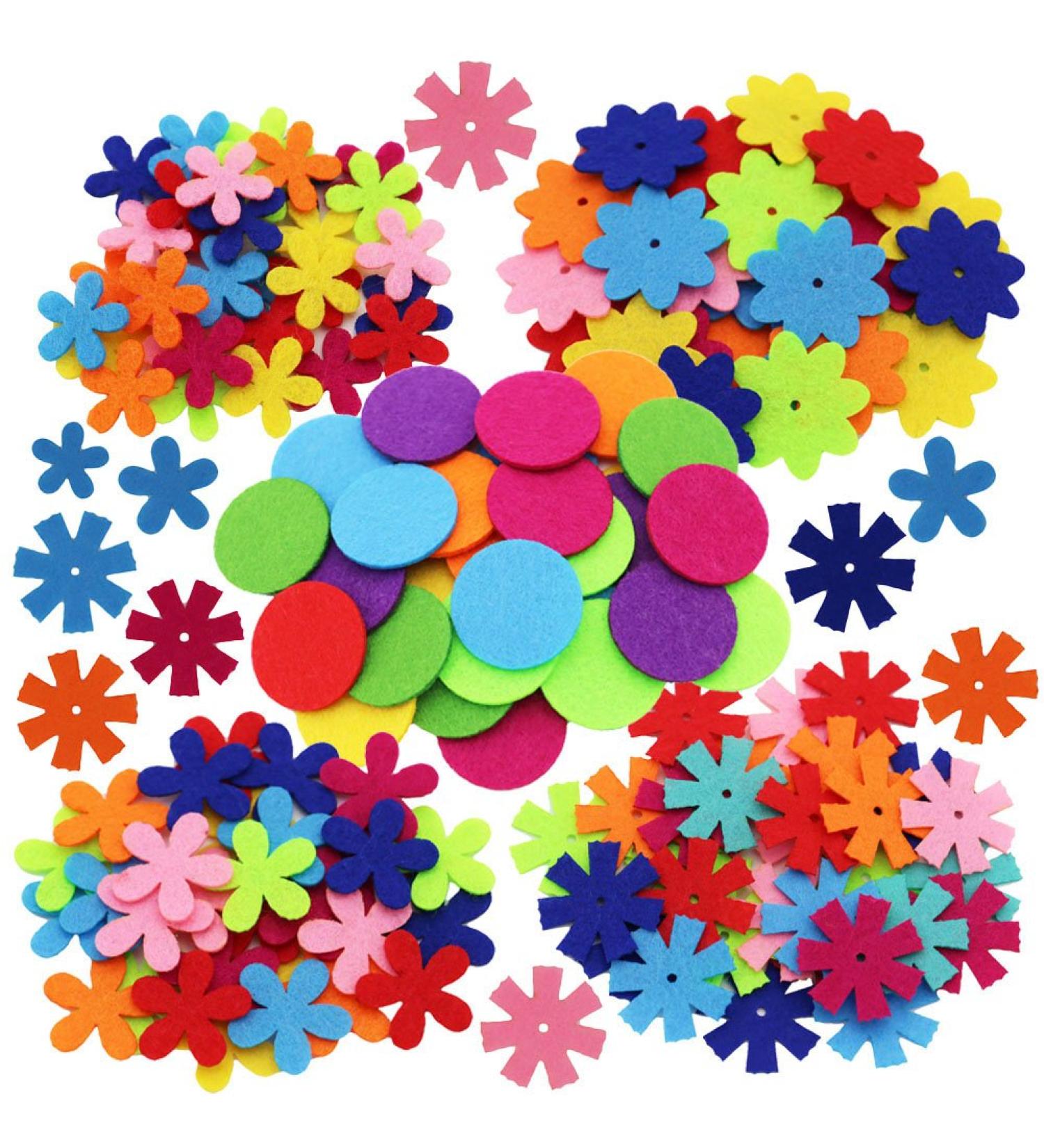 MAMUNU 4 Shapes 150 PCS Felt Flowers Fabric Ornaments for Crafts - Assorted Colors - Buy Online on GoSupps.com