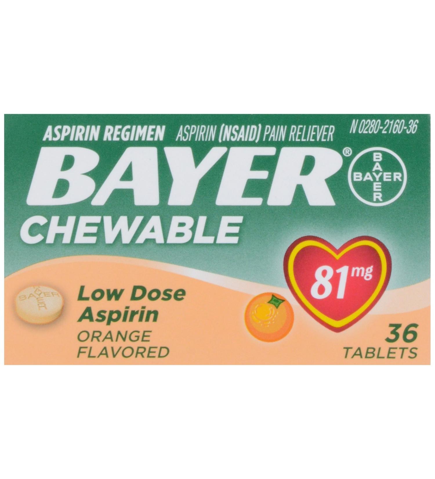 Bayer Children's Chewable Aspirin Pain Reliever Orange 36 ct - Pack of 1 - Buy Online on GoSupps.com