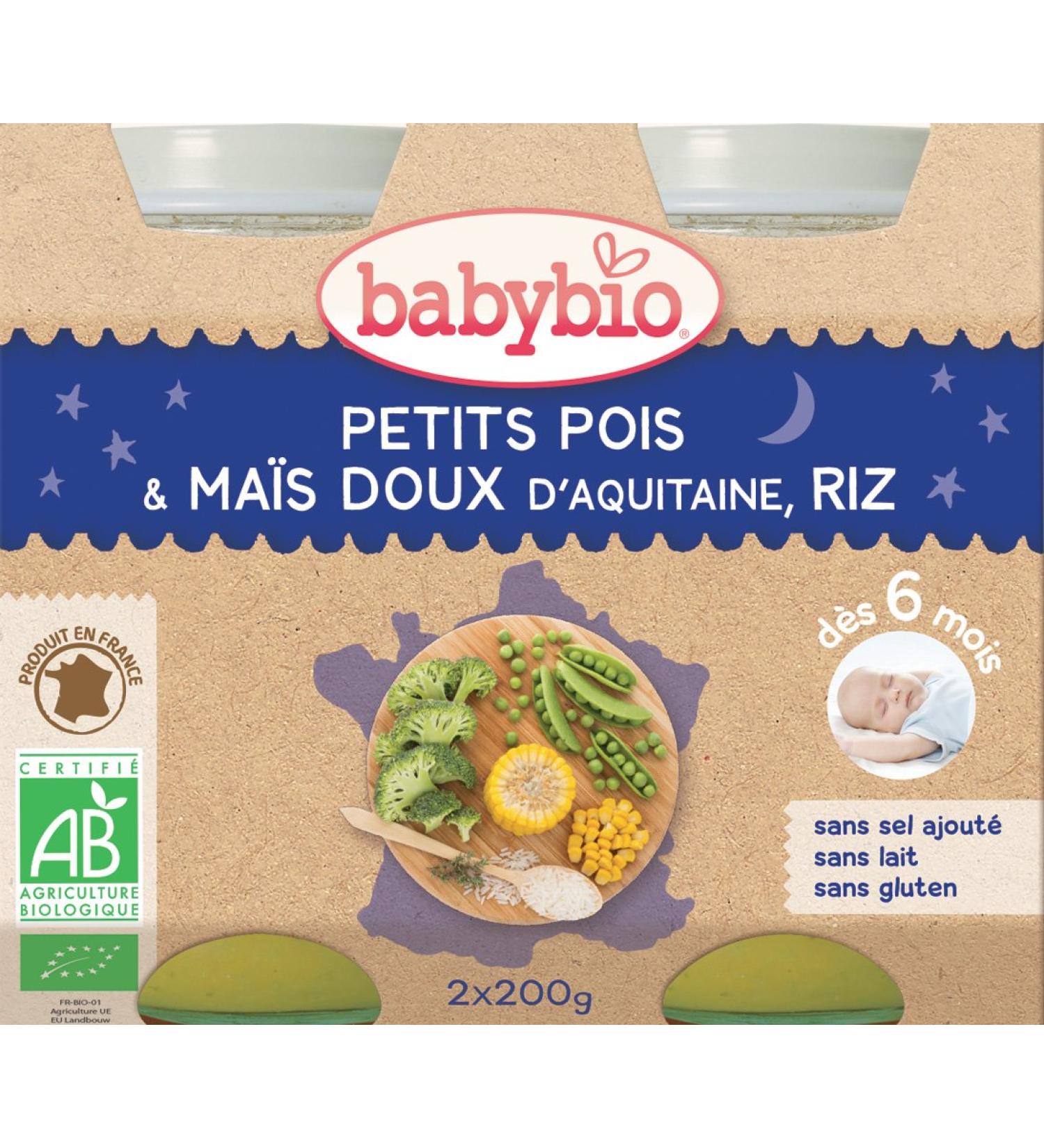 Babybio Petit Pot Bonne Nuit Small Peas/Sweet Corn from Aquitaine Rice 6+ Months 400g