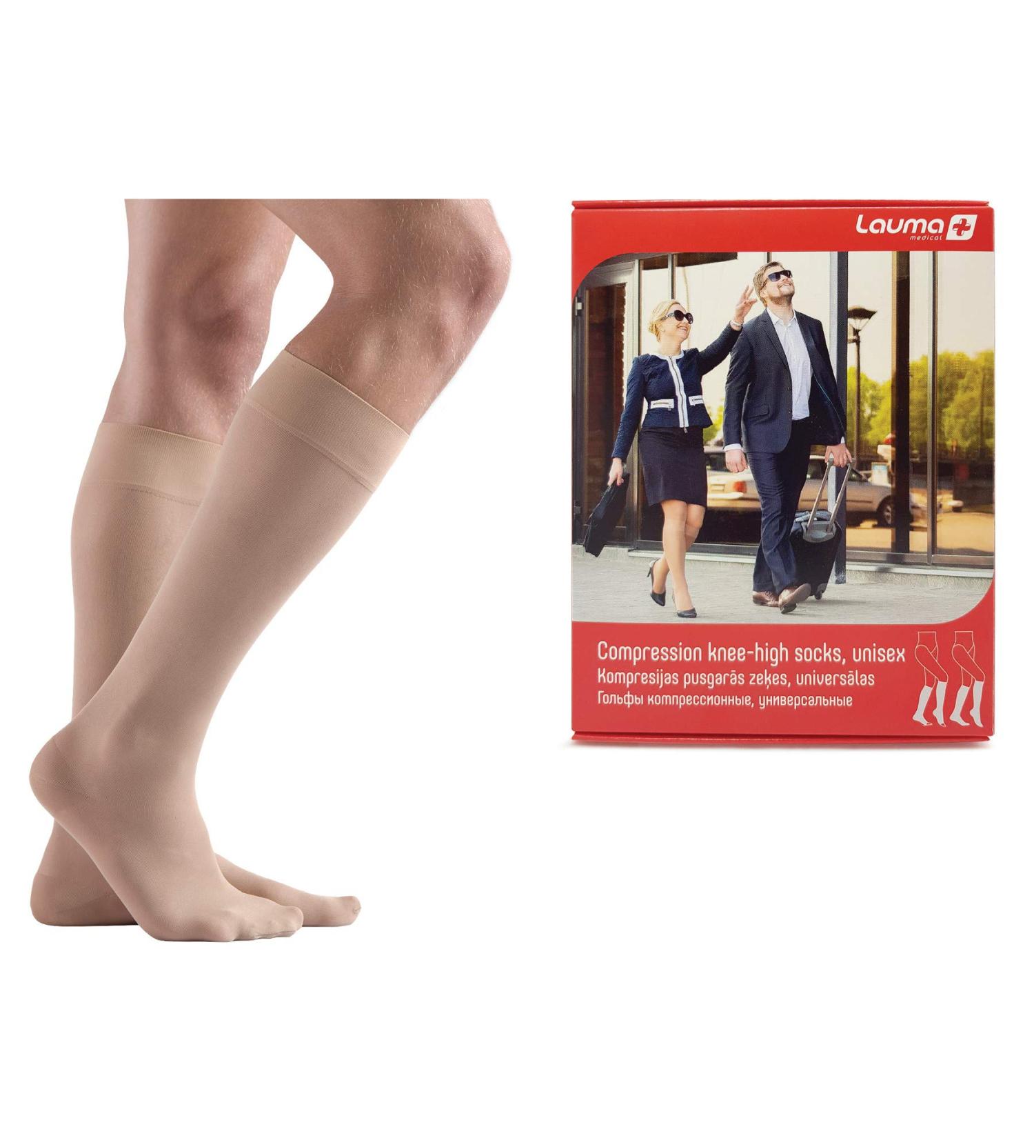 Buy Lauma Medical Closed Toe Compression Knee Stockings 23-32 mmHg for Varicose Veins & Leg Swelling Class 2 XL Beige Long - Buy Online on GoSupps.com
