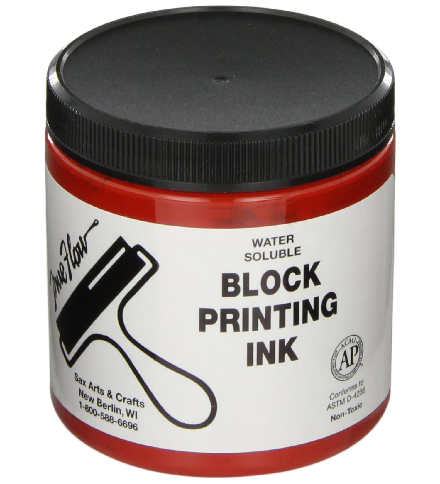 Sax True Flow Water Soluble Block Printing Ink - 8 Ounce Jar - Red - 461906