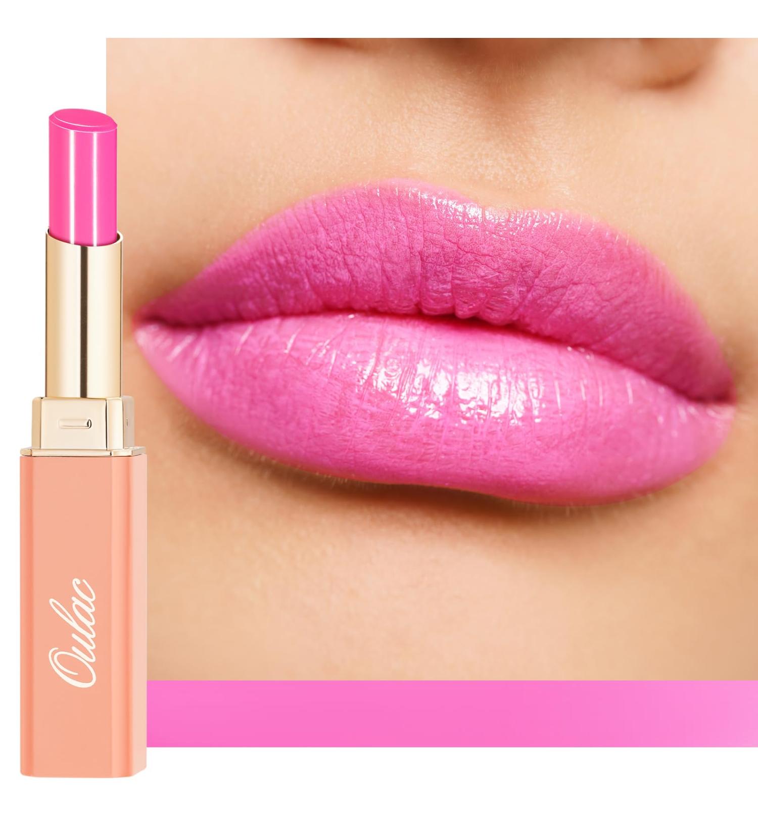 Oulac Bright Pastel Pink Lipstick - Hydrating Moisture Shine Lip Balm for Dry Lips | Medium Coverage & Glossy Finish | Vegan & Cruelty-Free - Buy Online on GoSupps.com