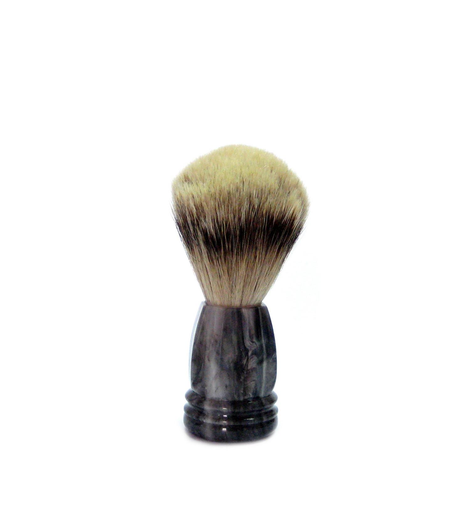Golddachs shaving brush plastic grey-marbled 100% badger silver plucked hair