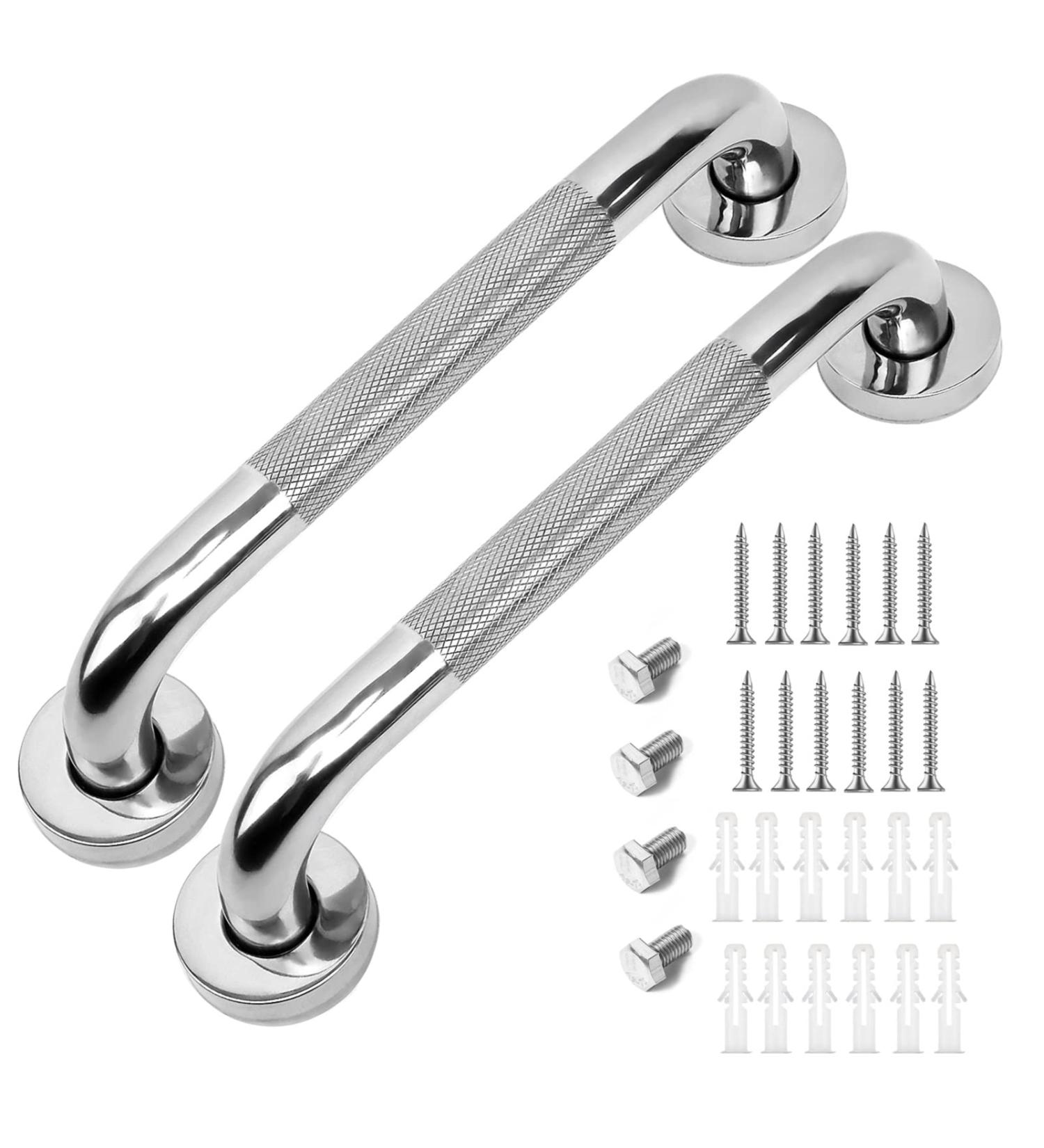 2 Pack 12 Inch Anti-Slip Bathroom Grab Bar  LONVICHTT Stainless Steel Shower Handle  Knurled Safety Hand Rail  Support Balance Armrest  Elderly  Pregnant  Children  Handicap Senior Assist Bath Handle 12 Inch Shower Grab Bars - Buy Online on GoSupps.com