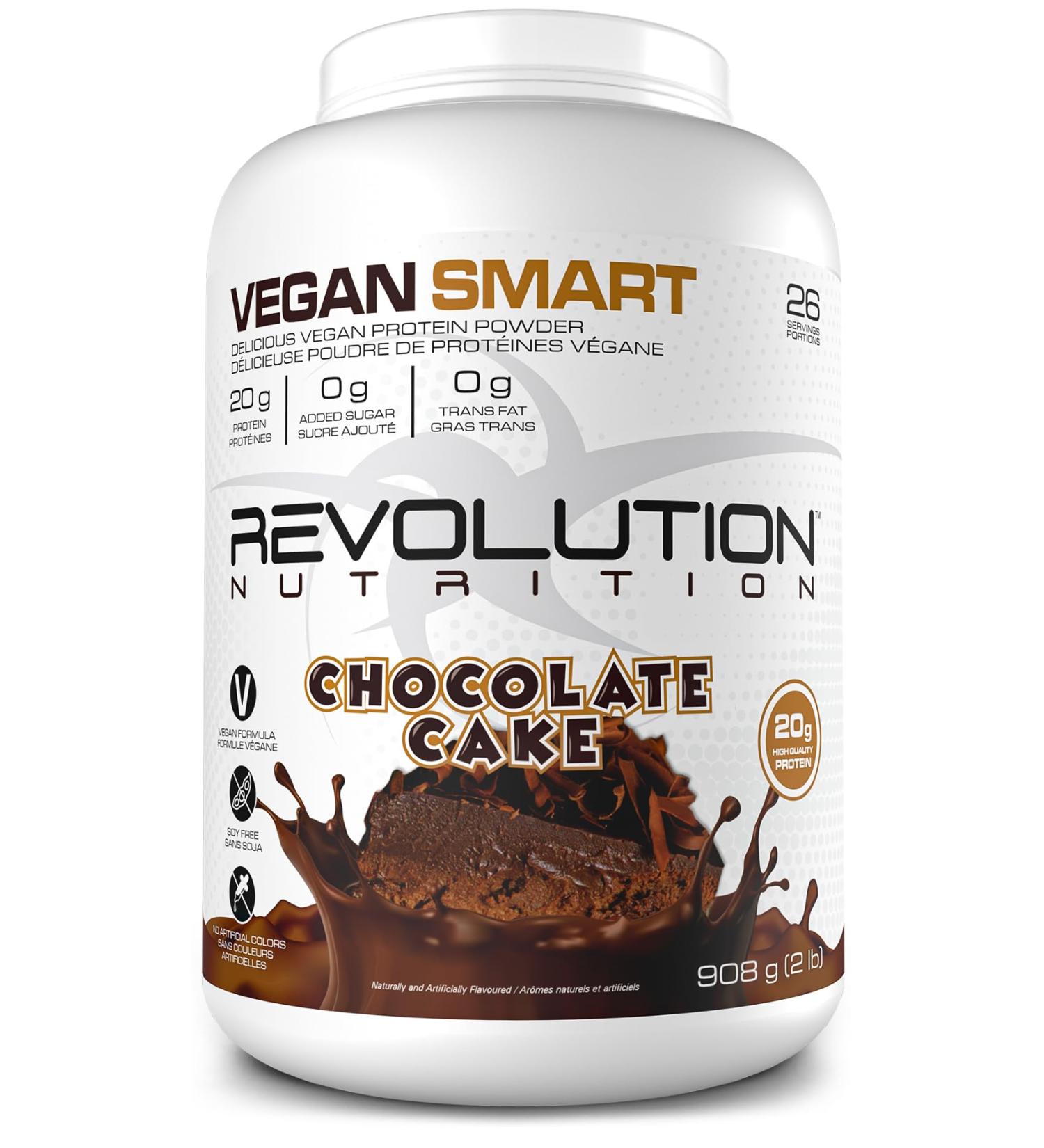 Revolution Nutrition Vegan Smart Vegan Protein Powder Dairy Free Plant Based Sugar Free Soy Free BCAAs Keto Friendly For Men & Women 20g Of Protein Per Scoop 908g 26 Servings (Chocolate Cake 2 Pound) Chocolate Cake 26 Servings (Pack of 1) - Buy Online on GoSupps.com