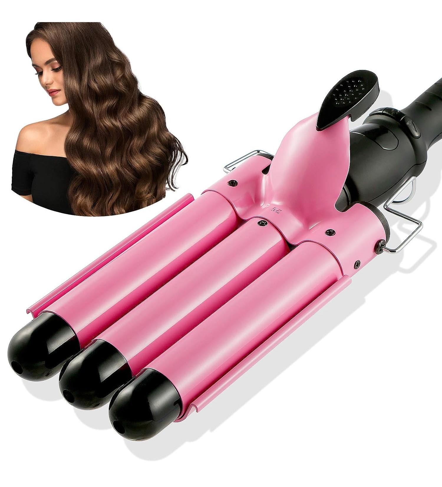 3 Barrel Curling Iron Wand 25mm - Dual Voltage, Temperature Adjustable Ceramic Hair Crimper - Buy Online on GoSupps.com
