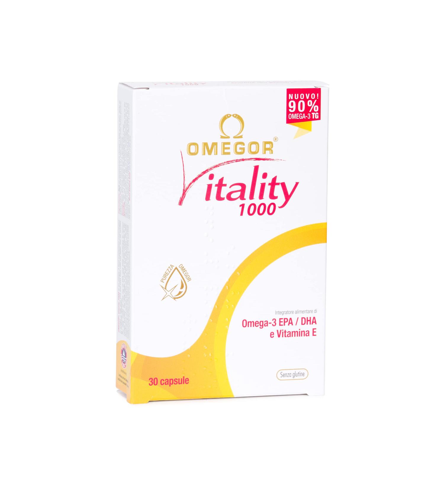 OMEGOR Vitality 1000 with 90% Omega-3 rTG! Certified 5 stars IFOS since 2006. EPA 535 mg and DHA 268 mg per capsule. Min structure 90% triglycerides and molecular distillation | 30 capsules - Buy Online on GoSupps.com